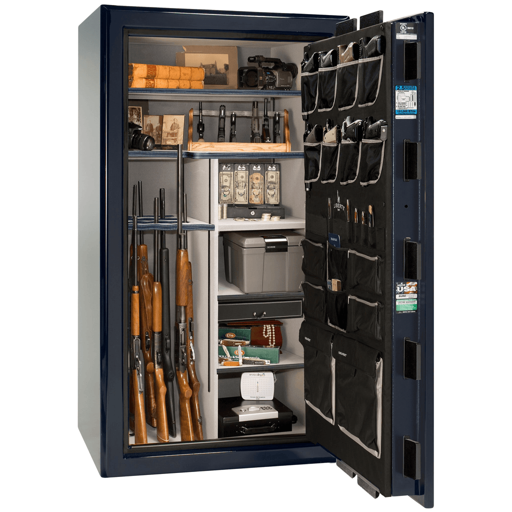 Presidential Series | Level 8 Security | 2.5 Hours Fire Protection | 40 | Dimensions: 66.5"(H) x 36.25"(W) x 27.75"(D*) | Blue Gloss | Chrome Hardware | Electronic Lock | Idaho Safe & Vault, Caldwell Idaho