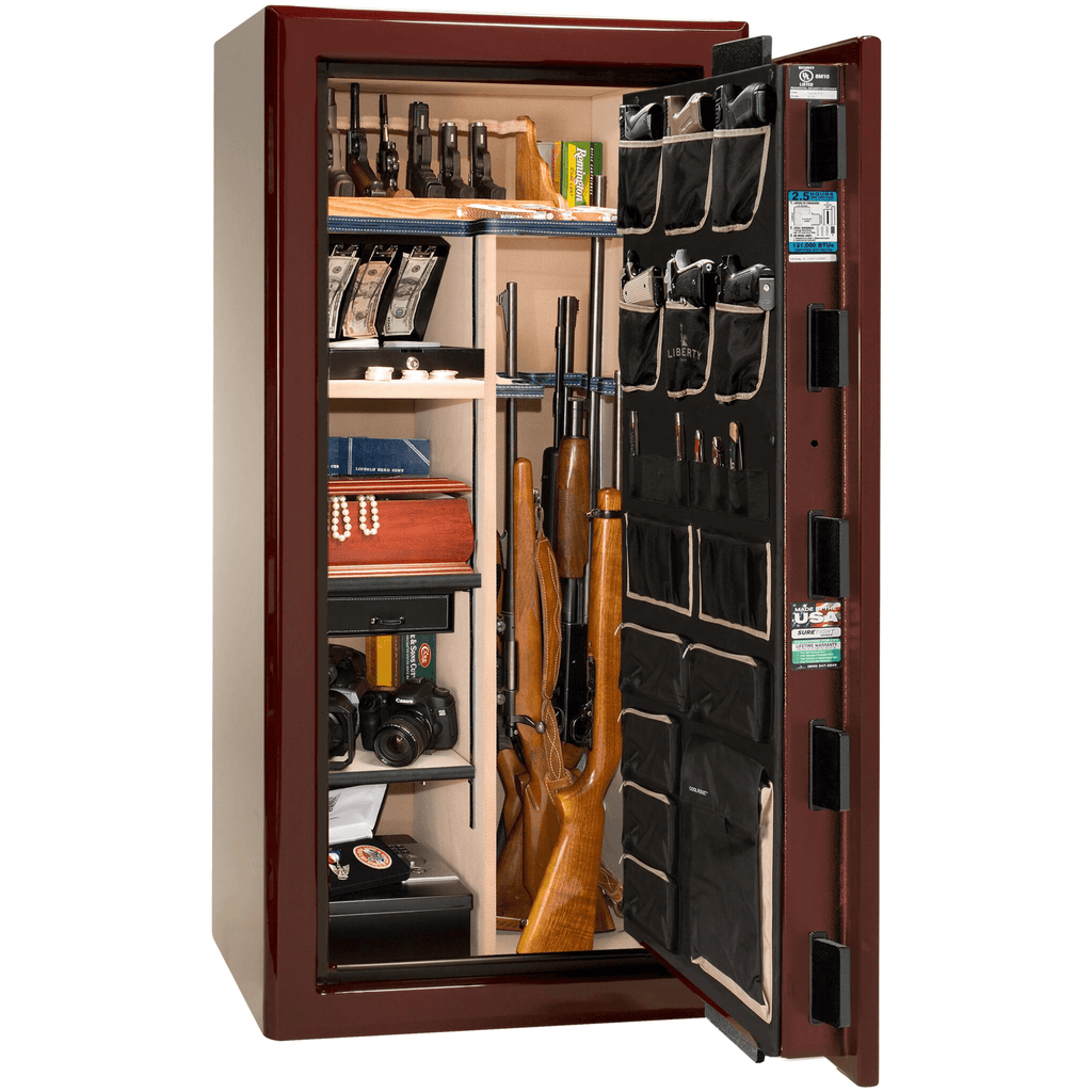 Presidential Series | Level 8 Security | 2.5 Hours Fire Protection | 25 | Dimensions: 60.5"(H) x 30.25"(W) x 24.75"(D*) | Burgundy Gloss Gold Hardware | Mechanical Lock | Idaho Safe & Vault, Caldwell Idaho