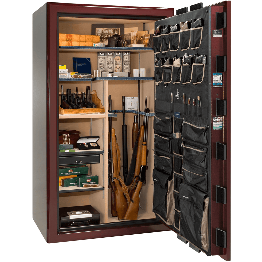 Presidential Series | Level 8 Security | 2.5 Hours Fire Protection | 50 | Dimensions: 72.5"(H) x 42.25"(W) x 27.75"(D*) | Burgundy Gloss | Gold Hardware | Mechanical Lock | Idaho Safe & Vault, Caldwell Idaho