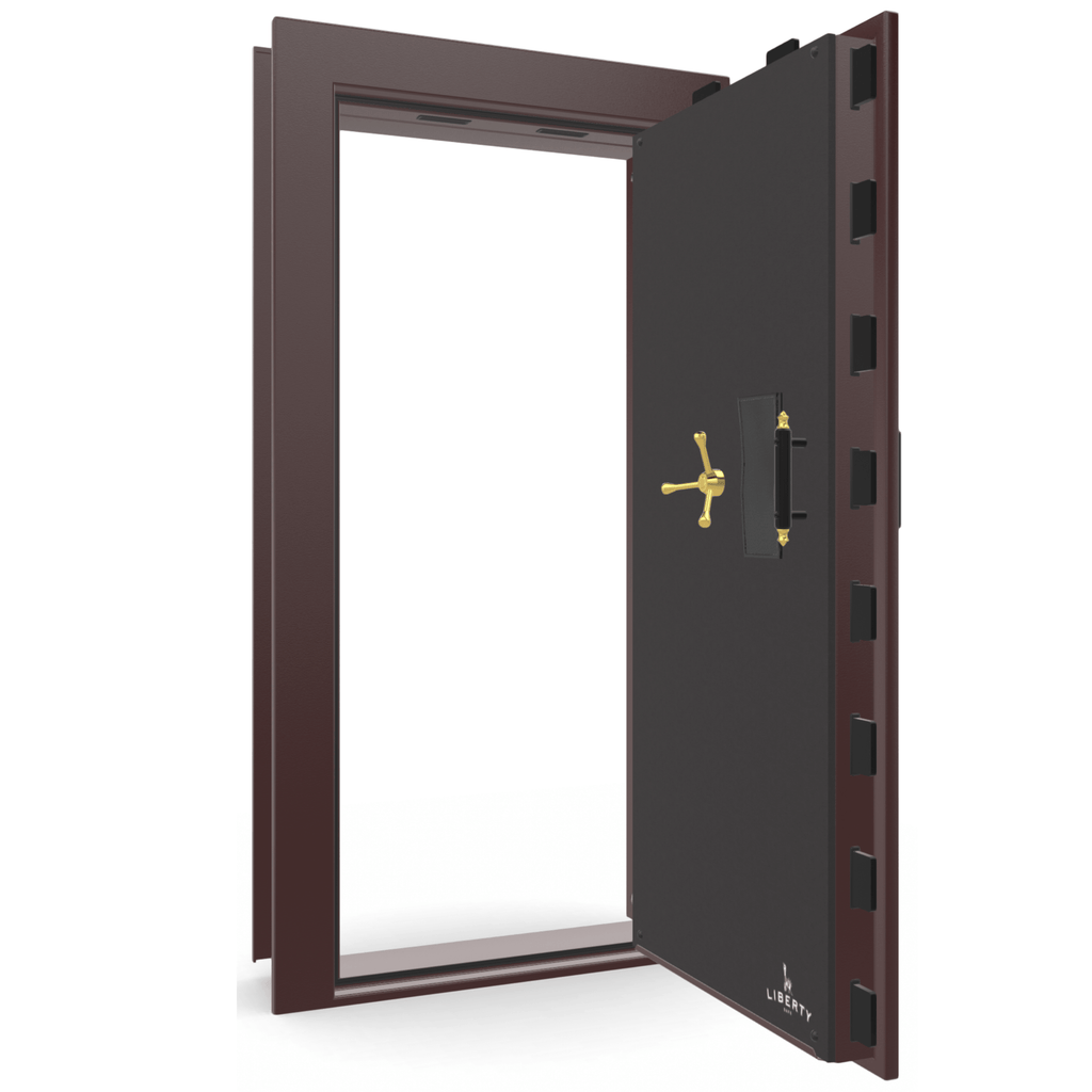 Vault Door Series | Out-Swing | Right  Hinge | Burgundy Marble | Mechanical Lock - open | Idaho Safe & Vault, Caldwell Idaho