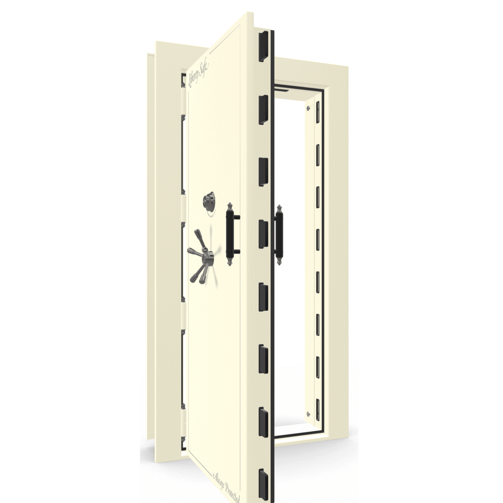 Vault Door Series | Out-Swing | Left  Hinge | White Marble | Mechanical Lock - open | Idaho Safe & Vault, Caldwell Idaho