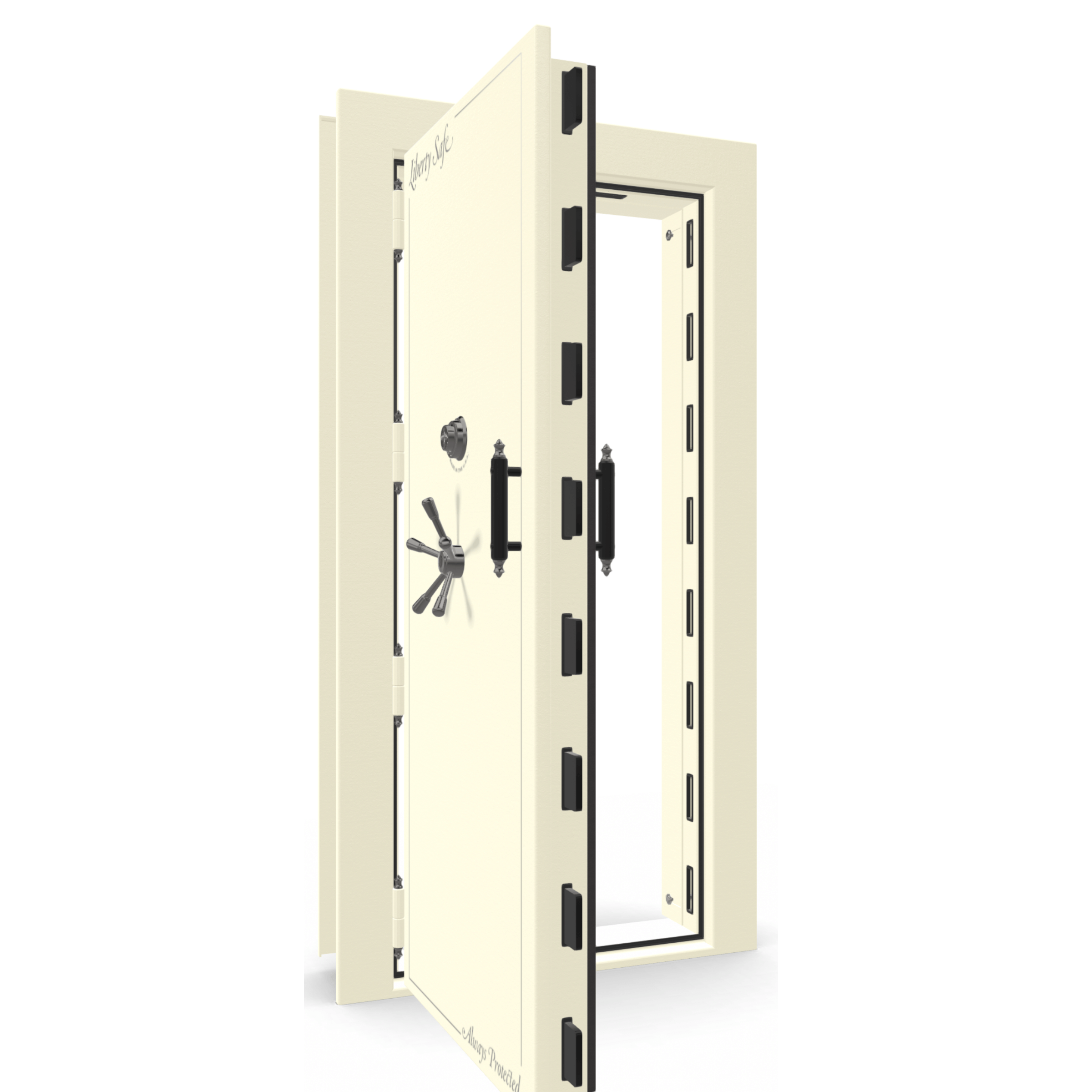 Vault Door Series | Out-Swing | Left  Hinge | White Marble | Mechanical Lock - open | Idaho Safe & Vault, Caldwell Idaho