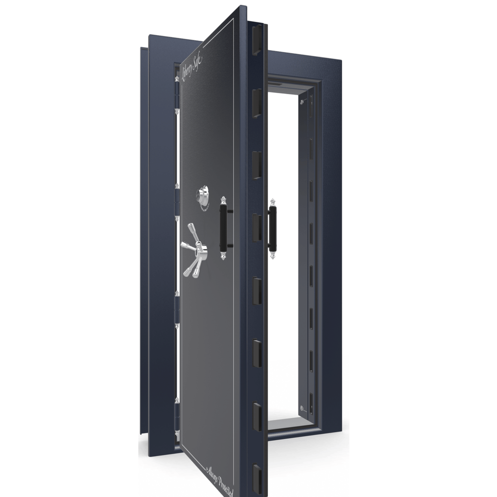 Vault Door Series | Out-Swing | Left  Hinge | Blue Gloss | Mechanical Lock - open | Idaho Safe & Vault, Caldwell Idaho