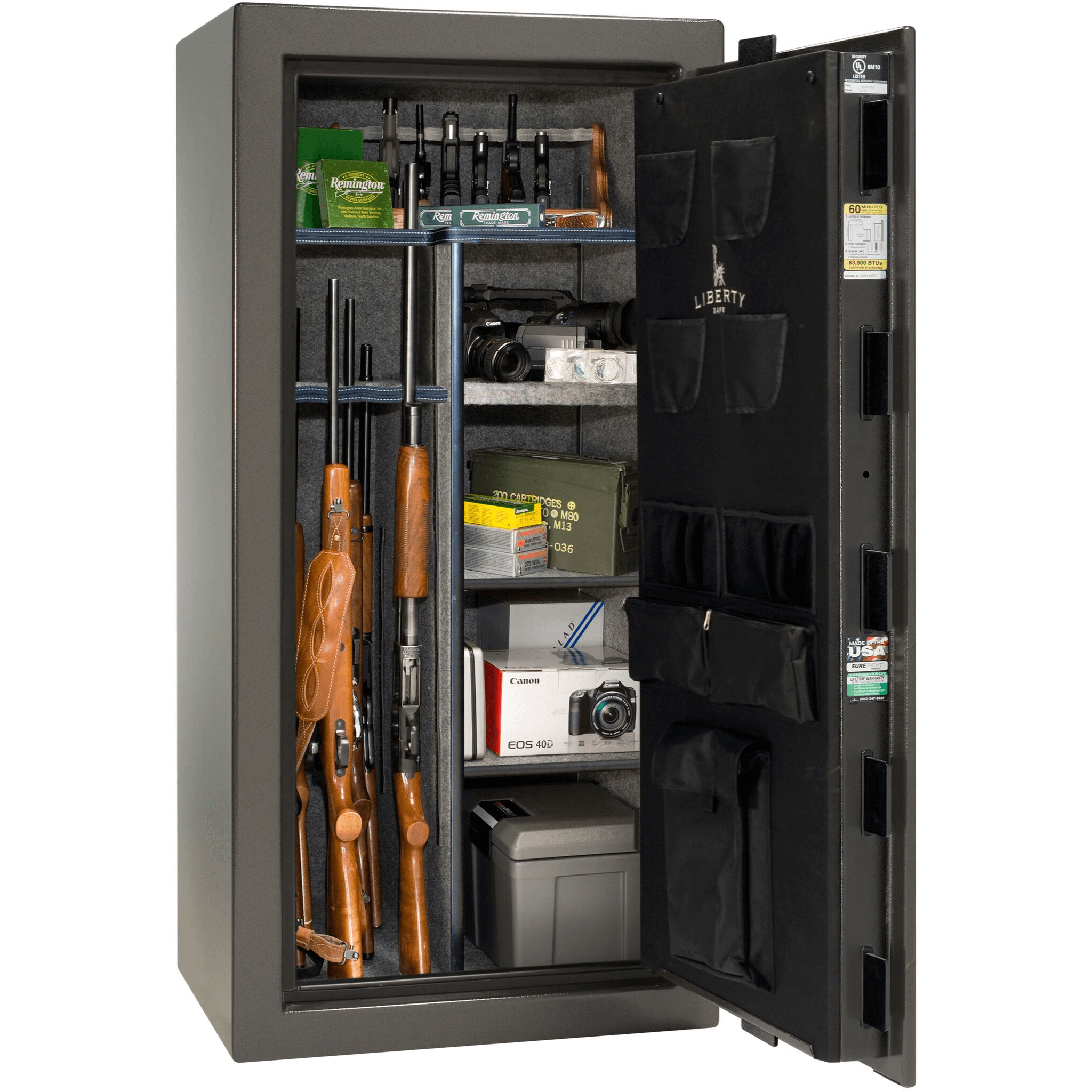 Colonial Series | Level 4 Security | 75 Minute Fire Protection | 23 | DIMENSIONS: 60.5"(H) X 30"(W) X 22"(D*) | Gray Marble  | Electronic Lock Open | Idaho Safe & Vault, Caldwell Idaho