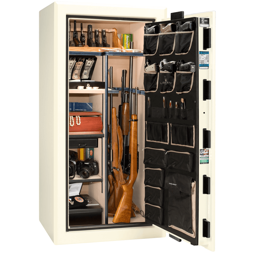 Presidential Series | Level 8 Security | 2.5 Hours Fire Protection | 25 | Dimensions: 60.5"(H) x 30.25"(W) x 24.75"(D*) | White Marble Black Chrome Hardware  | Electronic Lock | Idaho Safe & Vault, Caldwell Idaho