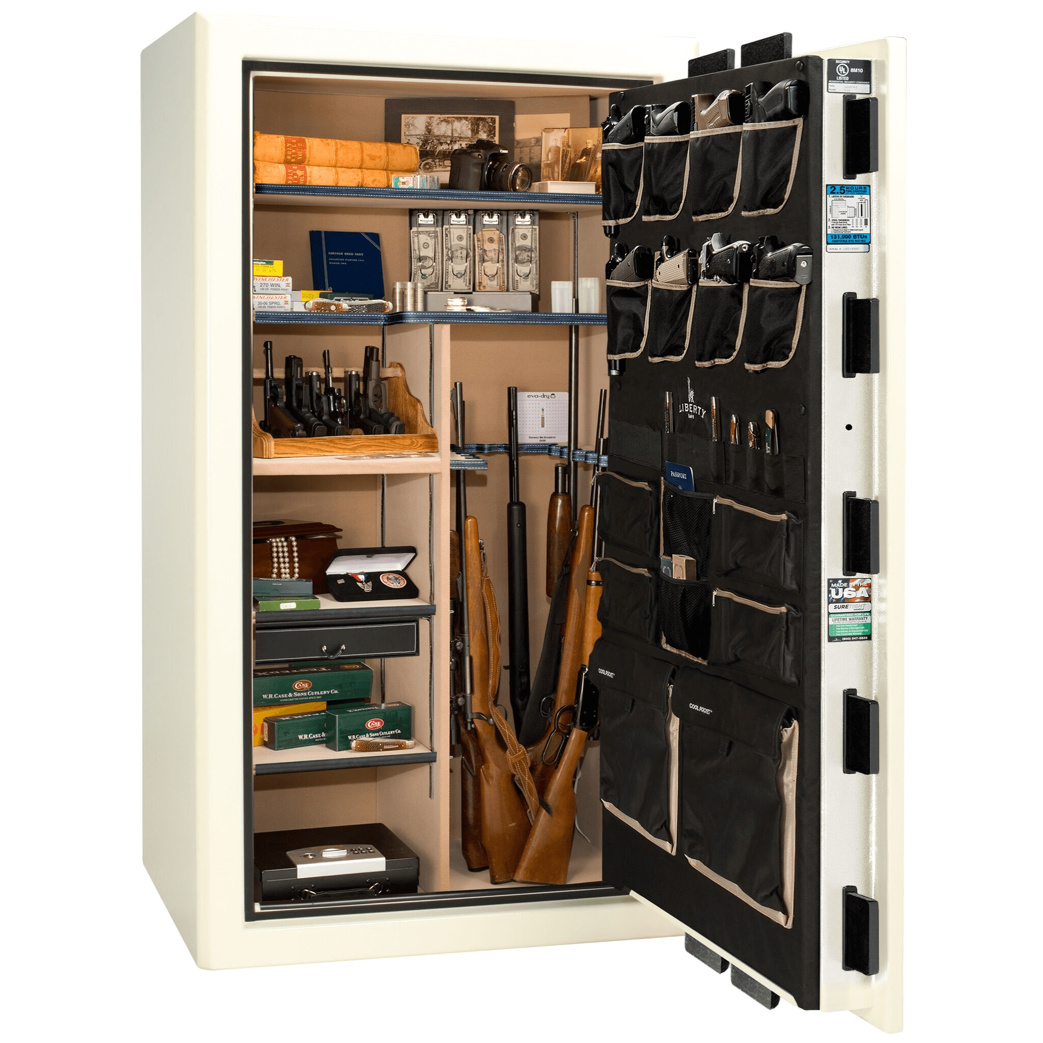 Presidential Series | Level 8 Security | 2.5 Hours Fire Protection | 40 | Dimensions: 66.5"(H) x 36.25"(W) x 27.75"(D*) | White Marble | Black Chrome Hardware | Electronic Lock | Idaho Safe & Vault, Caldwell Idaho