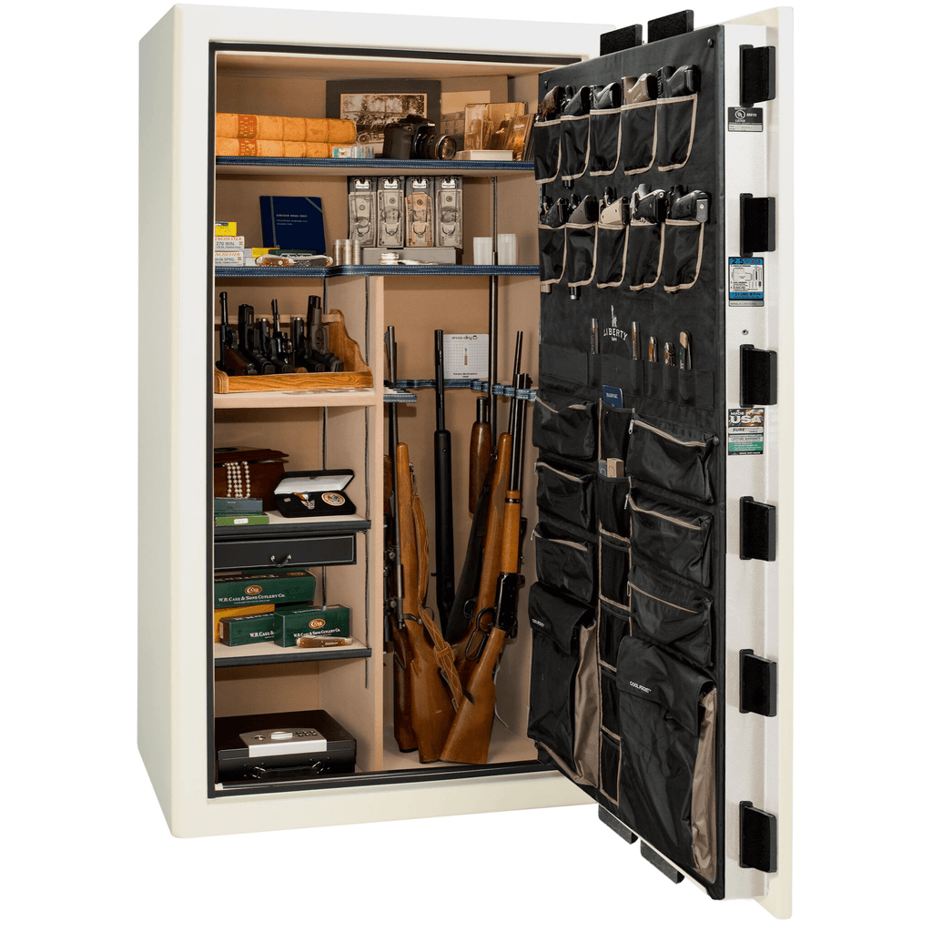 Presidential Series | Level 8 Security | 2.5 Hours Fire Protection | 50 | Dimensions: 72.5"(H) x 42.25"(W) x 27.75"(D*) | White Marble | Black Chrome Hardware | Electronic Lock | Idaho Safe & Vault, Caldwell Idaho