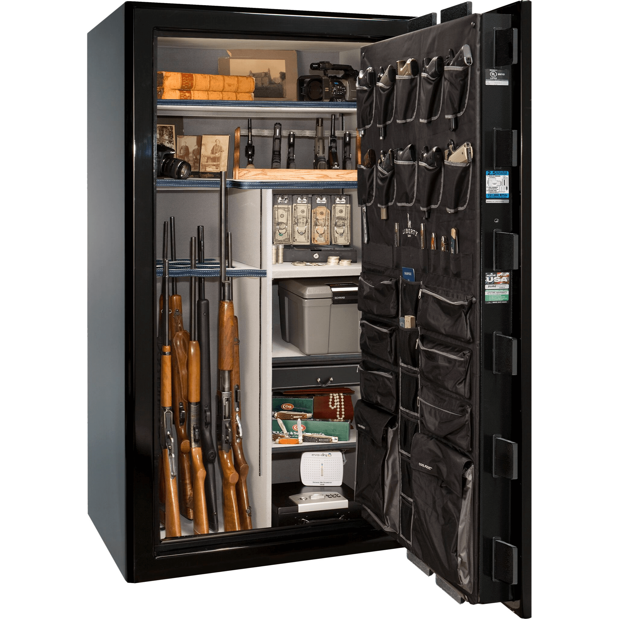 Presidential Series | Level 8 Security | 2.5 Hours Fire Protection | 50 | Dimensions: 72.5"(H) x 42.25"(W) x 27.75"(D*) | Black Gloss | Chrome Hardware | Mechanical Lock | Idaho Safe & Vault, Caldwell Idaho
