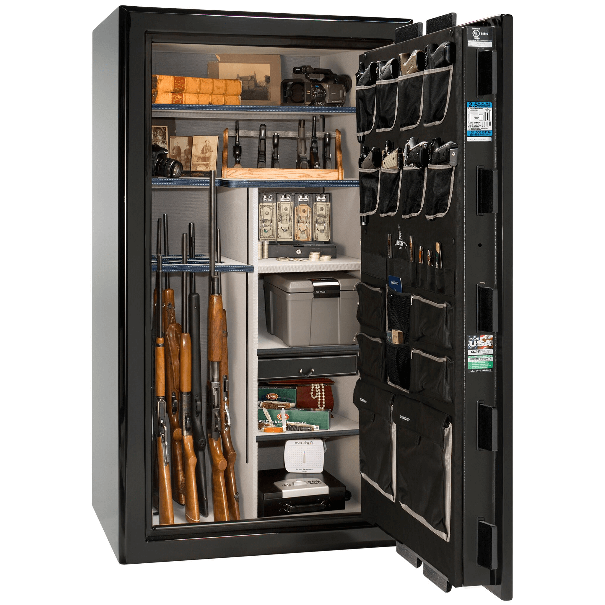 Presidential Series | Level 8 Security | 2.5 Hours Fire Protection | 40 | Dimensions: 66.5"(H) x 36.25"(W) x 27.75"(D*) | Black Gloss | Chrome Hardware | Electronic Lock | Idaho Safe & Vault, Caldwell Idaho