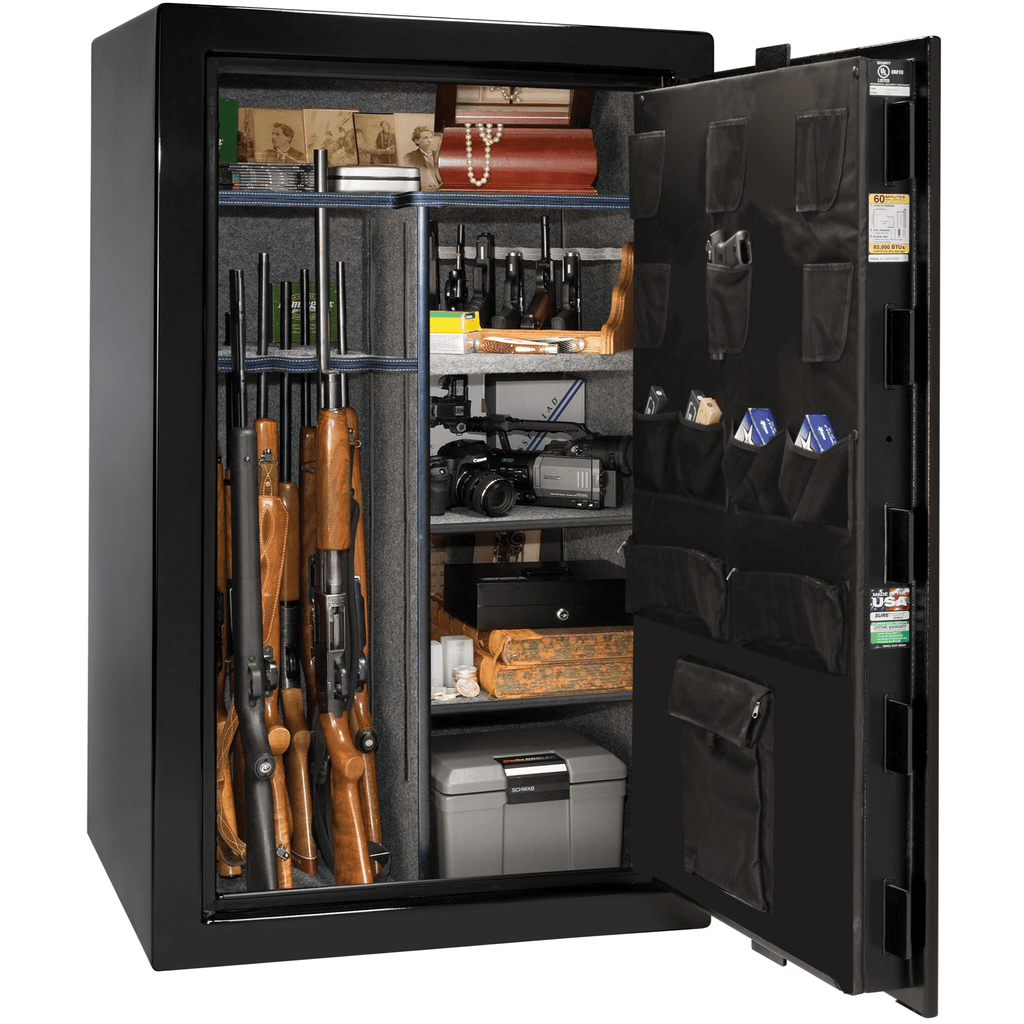 Colonial Series | Level 4 Security | 75 Minute Fire Protection | 30 | DIMENSIONS: 60.5"(H) X 36"(W) X 22"(D*) | Black Gloss | Mechanical Lock Open | Idaho Safe & Vault, Caldwell Idaho