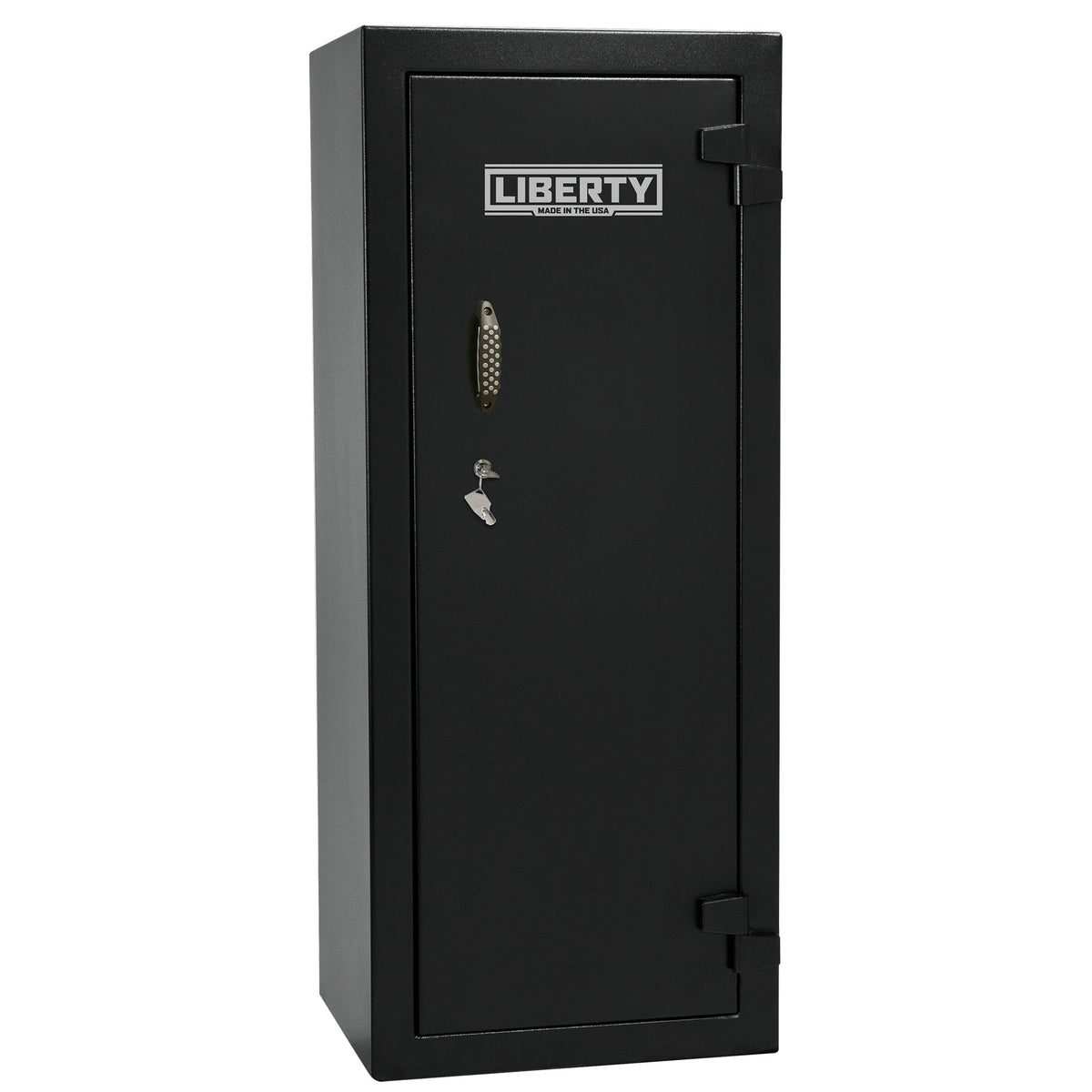 Ammo Cabinet 13 |  Dimensions: 59”(H) x 24”(W) x 16”(D) | 2 (Expandable to 4) Long Guns | Black - closed | Idaho Safe & Vault, Caldwell Idaho