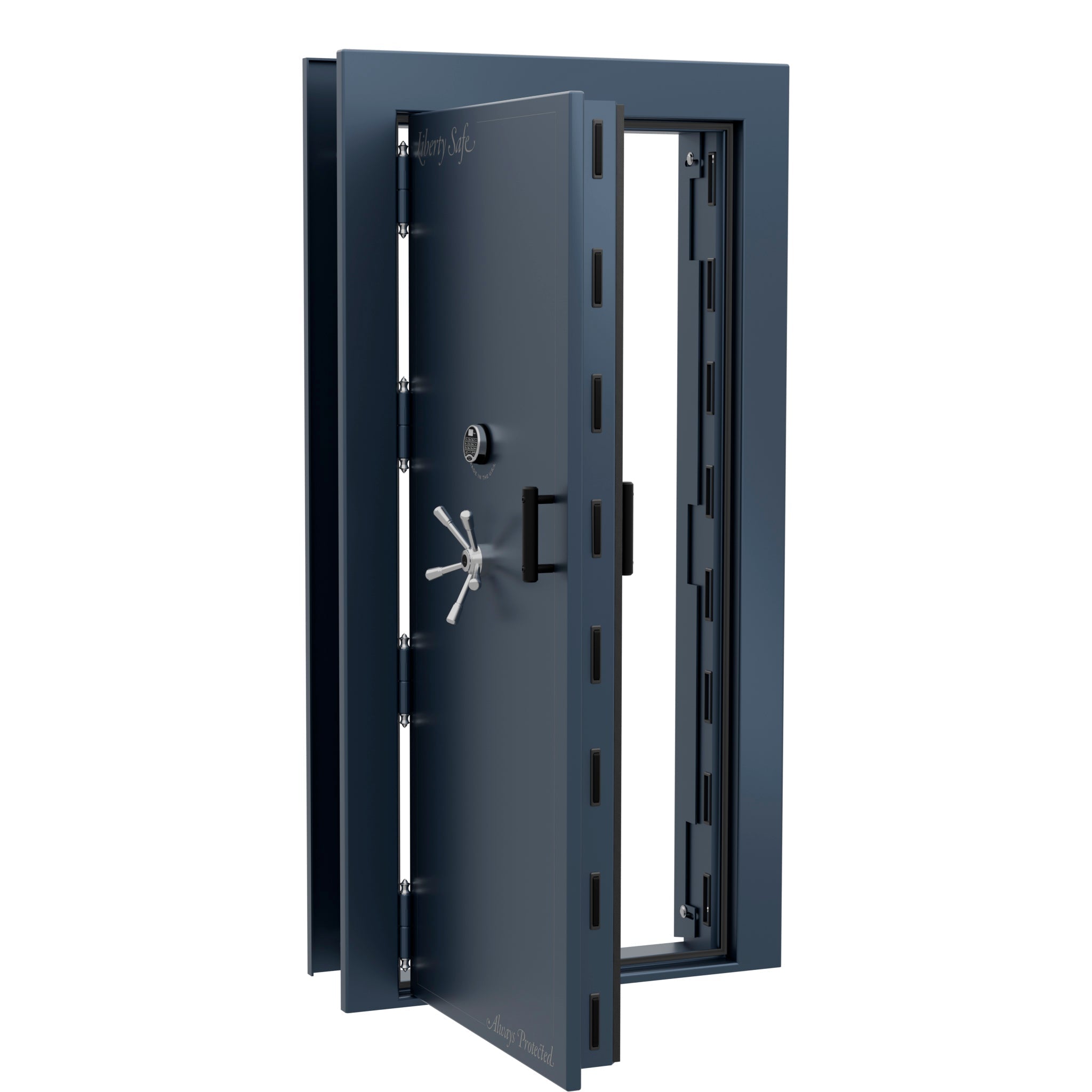 Vault Door Series | Out-Swing | Left  Hinge | Blue Gloss | Electronic Lock - open | Idaho Safe & Vault, Caldwell Idaho