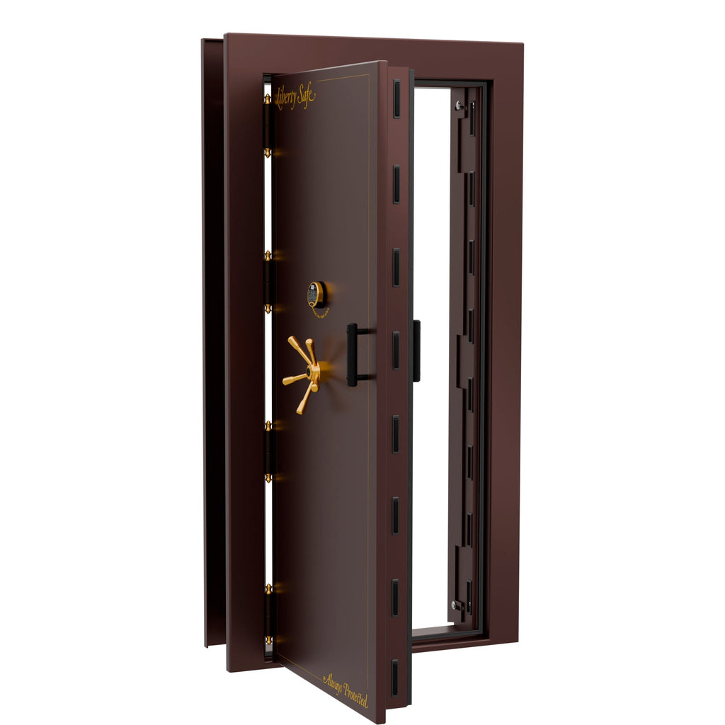 Vault Door Series | Out-Swing | Left  Hinge | Burgundy Marble | Electronic Lock - open | Idaho Safe & Vault, Caldwell Idaho