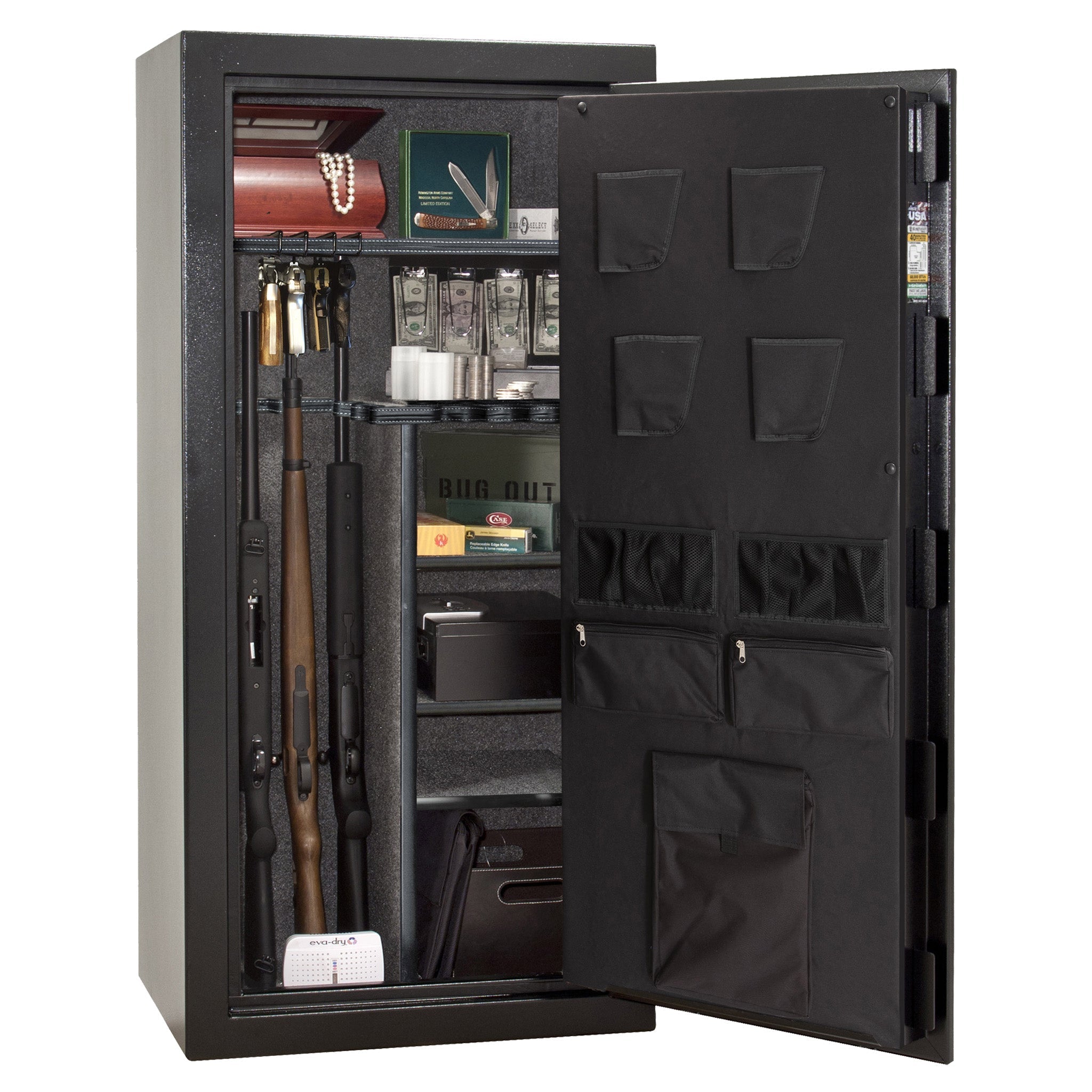 Centurion DLX 24 | Level 1 Security | 40 Minute Fire Protection | Dimensions: 59.5" x 28.25" x 20" | Textured Black | Chrome | Elock - Drop Handle Promotion - Open Door | Idaho Safe & Vault, Caldwell Idaho