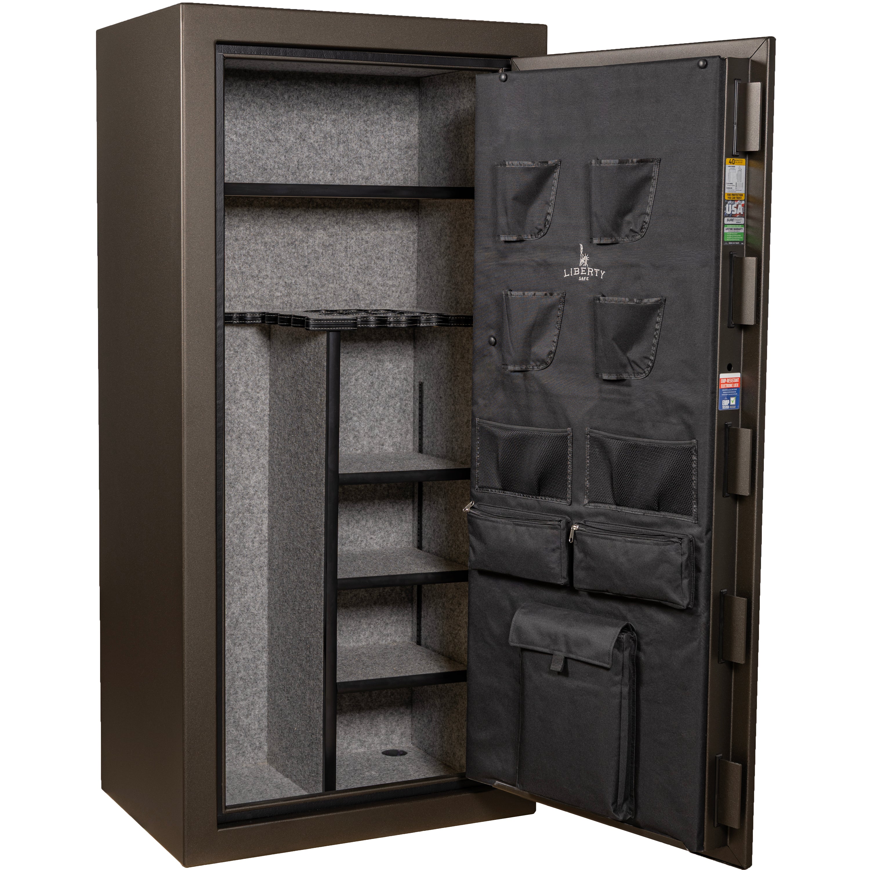 Liberty Centurion 24-Gun Safe | Bronze Texture — Open Interior Empty | Idaho Safe & Vault