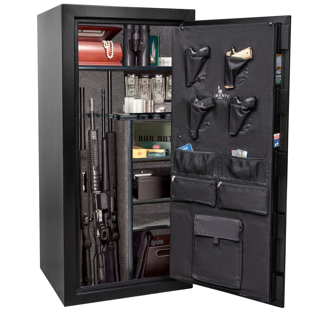 Centurion DLX 32 | Level 1 Security | 40 Minute Fire Protection | Dimensions: 59.5" x 28.25" x 24.5" | Textured Black | Chrome | Elock - Drop Handle Promotion - Open Door | Idaho Safe & Vault, Caldwell Idaho