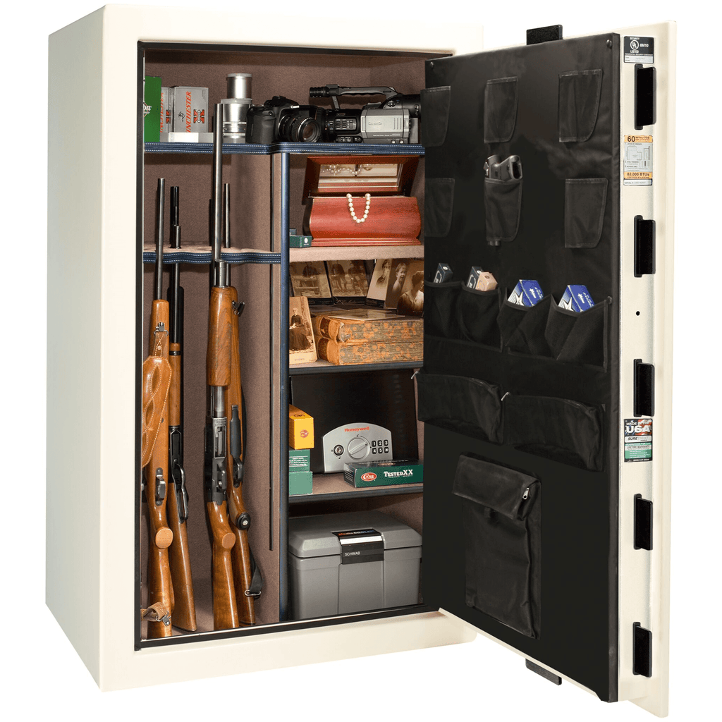 Colonial Series | Level 4 Security | 75 Minute Fire Protection | 30 | DIMENSIONS: 60.5"(H) X 36"(W) X 22"(D*) | White Gloss Brass | Electronic Lock Open | Idaho Safe & Vault, Caldwell Idaho