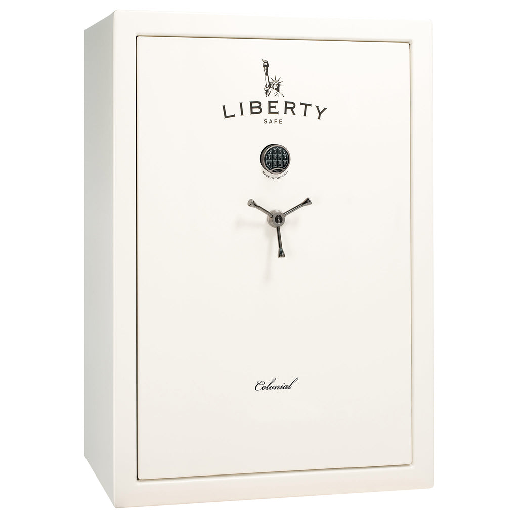 Colonial Series | Level 4 Security | 75 Minute Fire Protection | 35 | DIMENSIONS: 60.5"(H) X 42”(W) X 22"(D*) | White Gloss Black Chrome | Electronic Lock - closed | Idaho Safe & Vault, Caldwell Idaho