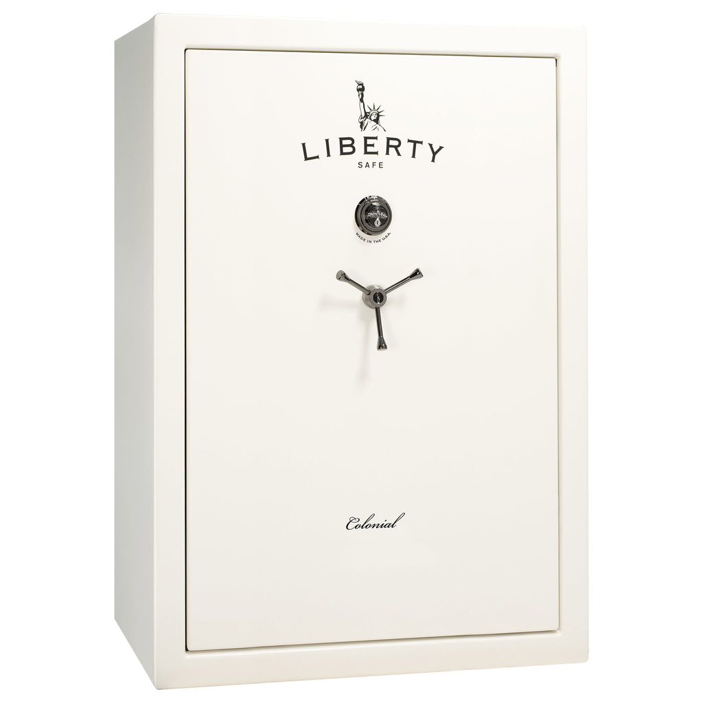 Colonial Series | Level 4 Security | 75 Minute Fire Protection | 35 | DIMENSIONS: 60.5"(H) X 42”(W) X 22"(D*) | White Gloss Black Chrome | Mechanical Lock - closed | Idaho Safe & Vault, Caldwell Idaho