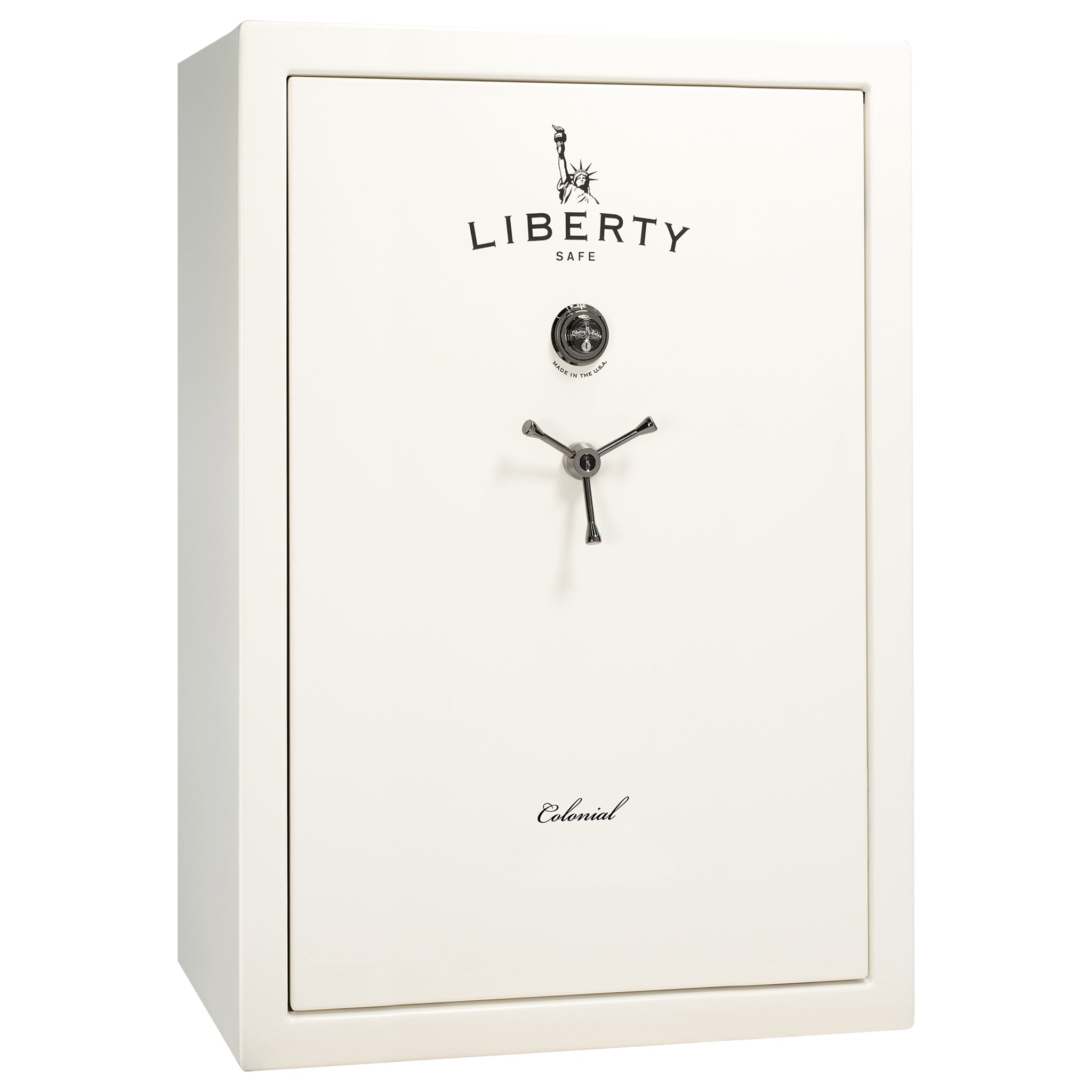Colonial Series | Level 4 Security | 75 Minute Fire Protection | 35 | DIMENSIONS: 60.5"(H) X 42”(W) X 22"(D*) | White Gloss Black Chrome | Mechanical Lock - closed | Idaho Safe & Vault, Caldwell Idaho