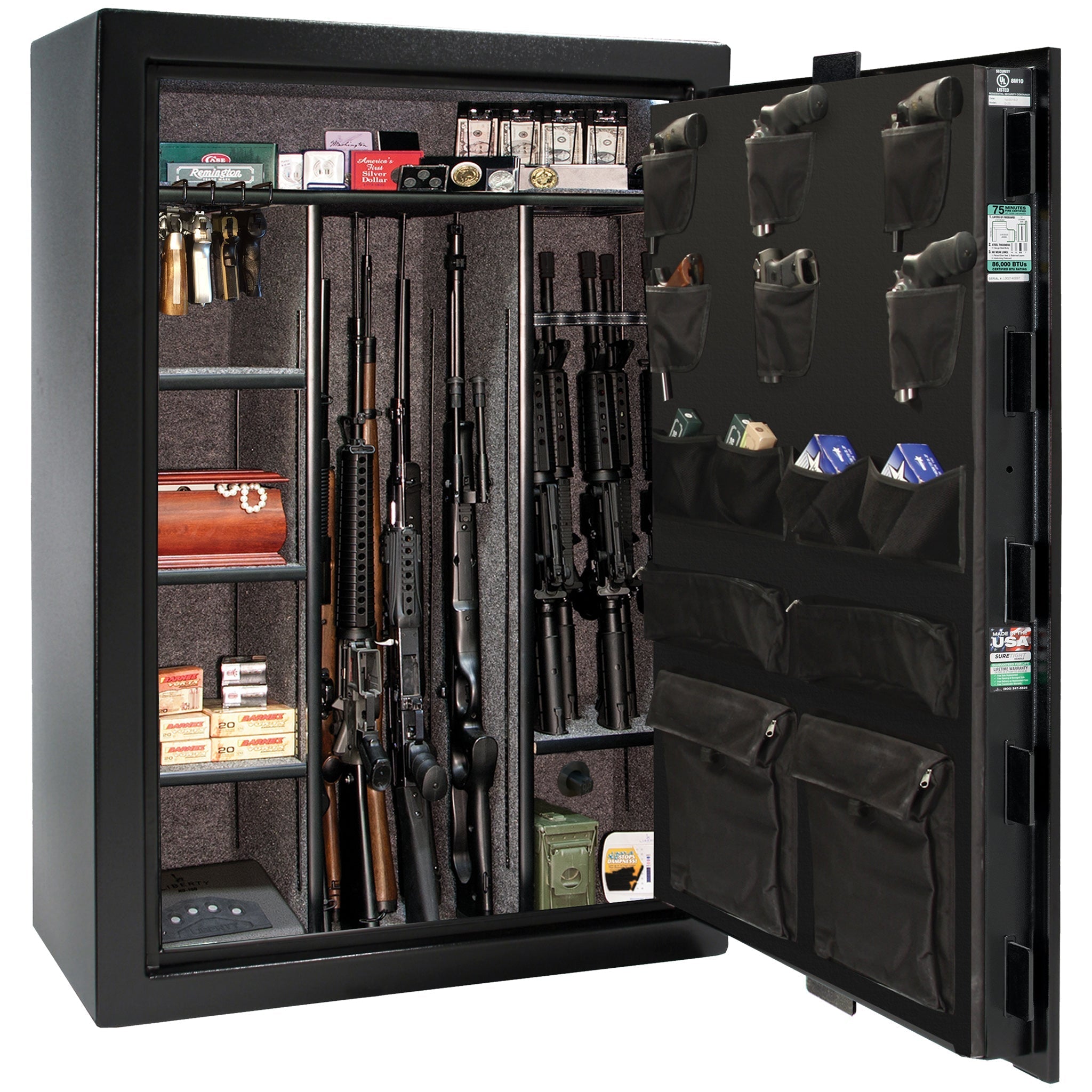 Colonial Series | Level 4 Security | 75 Minute Fire Protection | 35 | DIMENSIONS: 60.5"(H) X 42”(W) X 22"(D*) | Black Textured | Electronic Lock - open | Idaho Safe & Vault, Caldwell Idaho