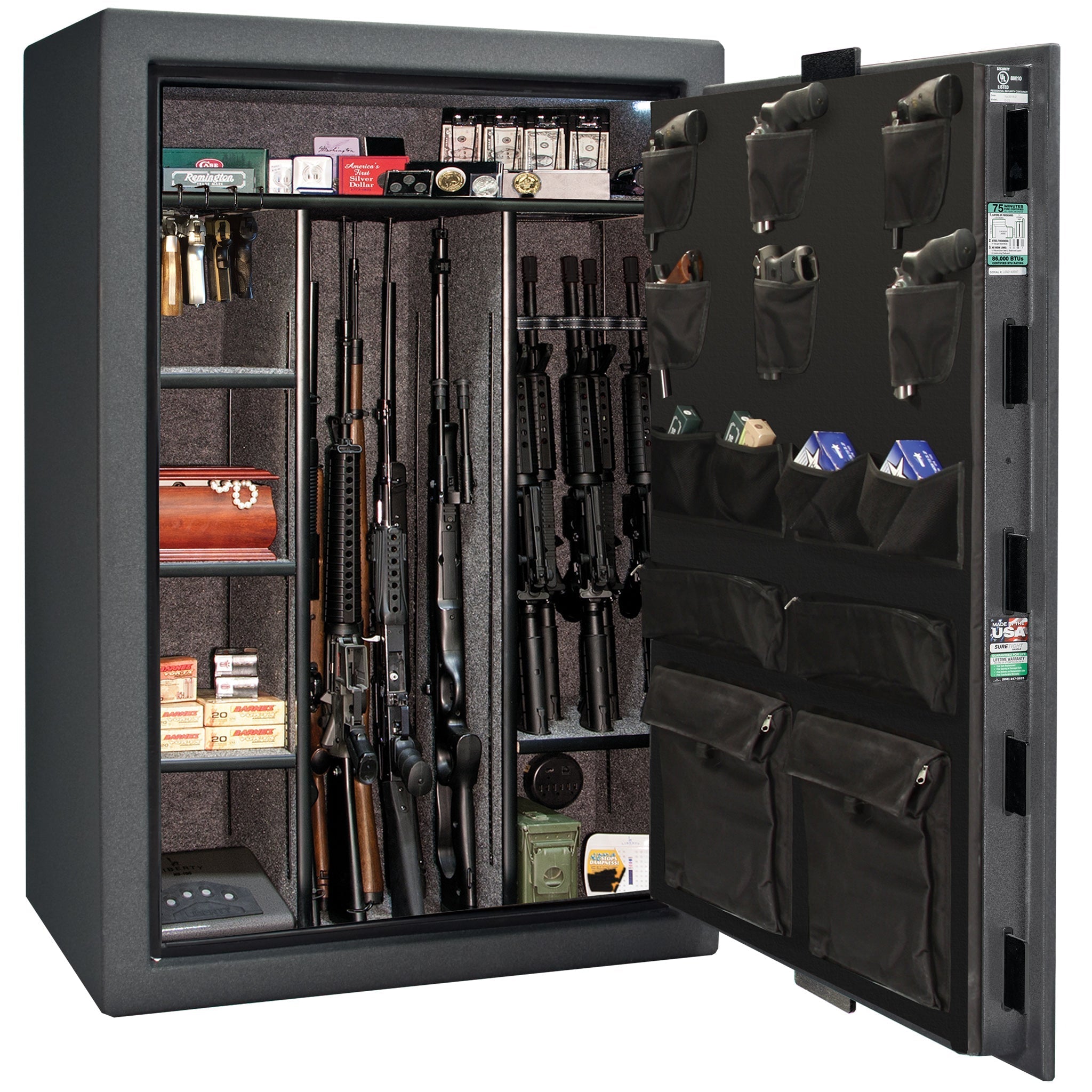 Colonial Series | Level 4 Security | 75 Minute Fire Protection | 35 | DIMENSIONS: 60.5"(H) X 42”(W) X 22"(D*) | Granite Textured | Mechanical Lock - open | Idaho Safe & Vault, Caldwell Idaho