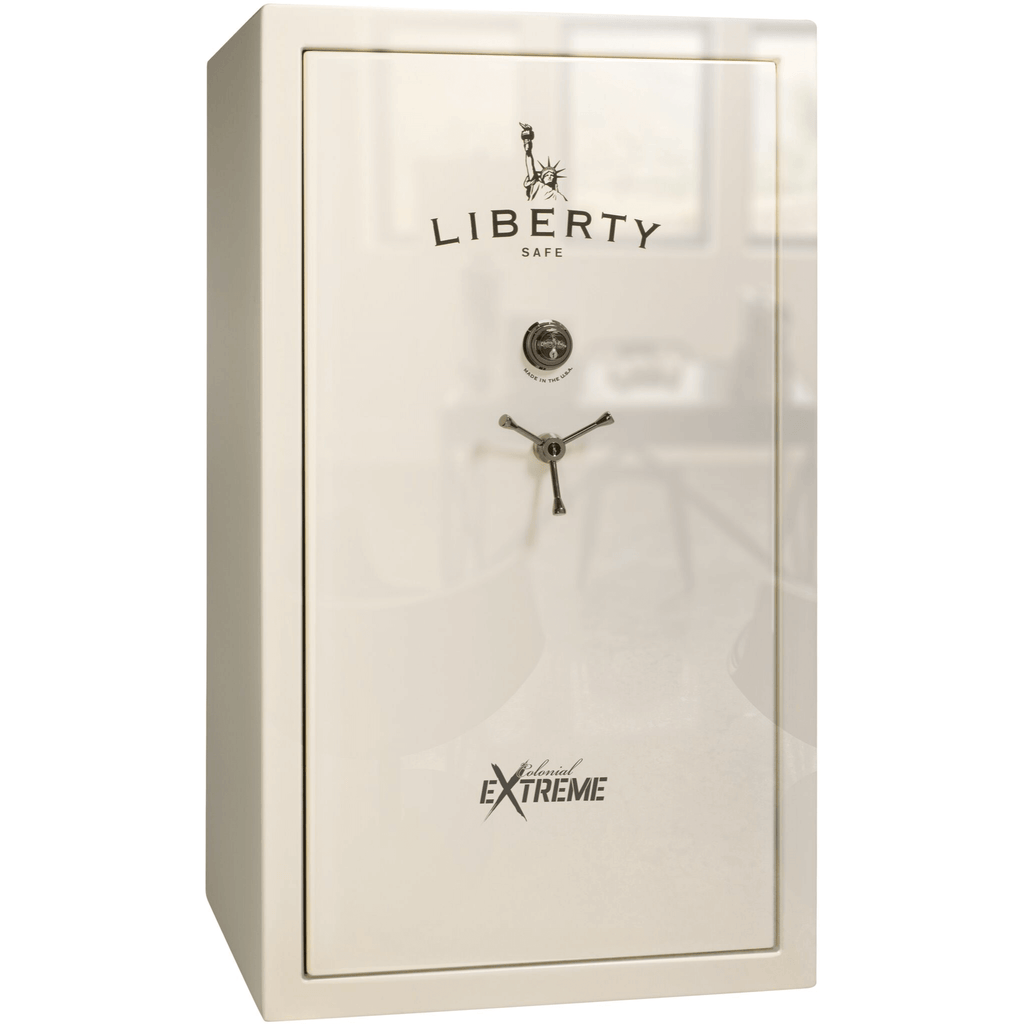 Colonial Series | Level 4 Security | 75 Minute Fire Protection | 50XT | DIMENSIONS: 72.5"(H) X 42"(W) X 27.5"(D*) | White Gloss Black Chrome | Mechanical Lock | Idaho Safe & Vault, Caldwell Idaho