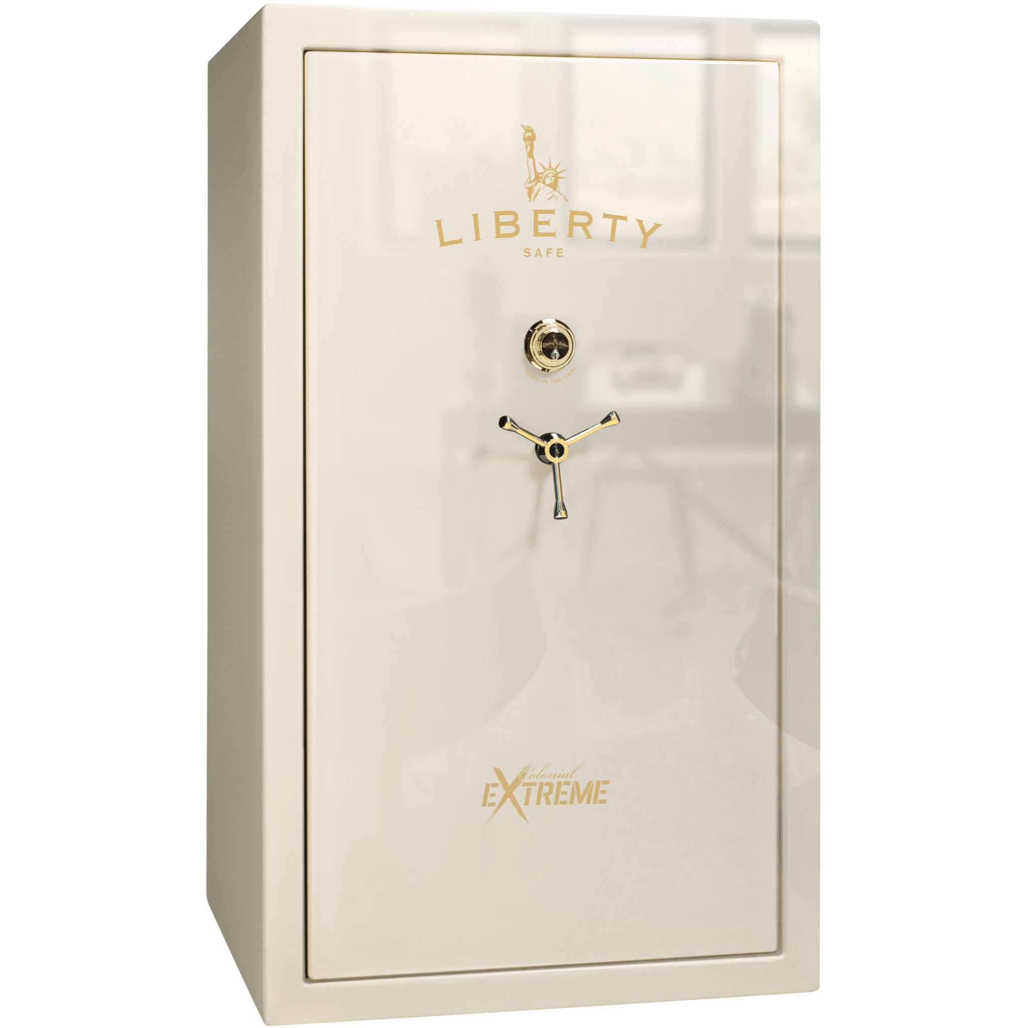 Colonial Series | Level 4 Security | 75 Minute Fire Protection | 50XT | DIMENSIONS: 72.5"(H) X 42"(W) X 27.5"(D*) | White Gloss Brass | Mechanical Lock | Idaho Safe & Vault, Caldwell Idaho