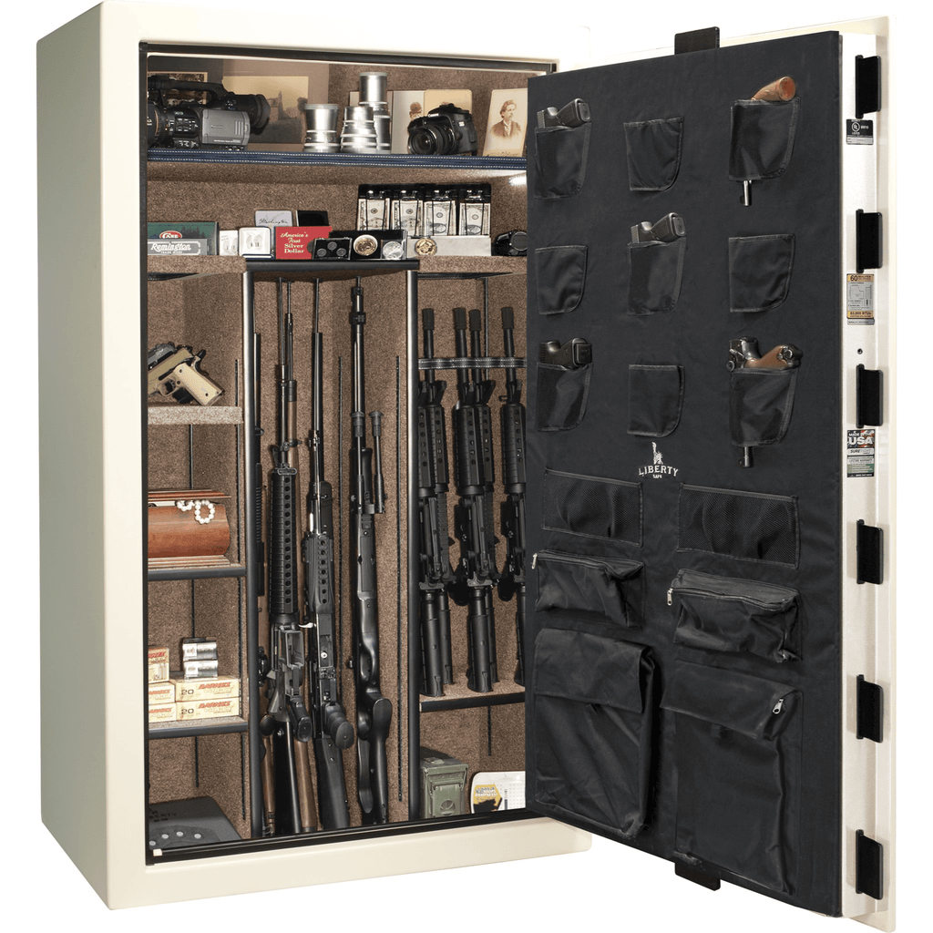 Colonial Series | Level 4 Security | 75 Minute Fire Protection | 50XT | DIMENSIONS: 72.5"(H) X 42"(W) X 27.5"(D*) | White Gloss Brass | Mechanical Lock Open | Idaho Safe & Vault, Caldwell Idaho