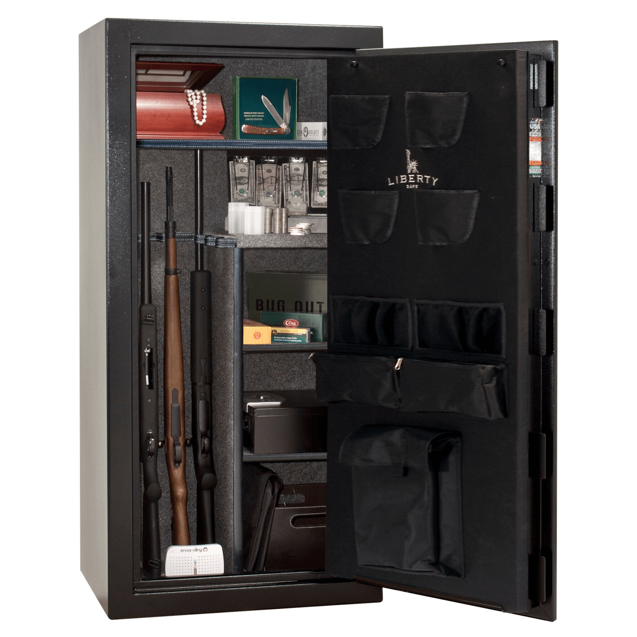 Centurion DLX 24 | Level 1 Security | 40 Minute Fire Protection | Dimensions: 59.5" x 28.25" x 20" | Textured Black | Chrome | Elock - Open Door | Idaho Safe & Vault, Caldwell Idaho