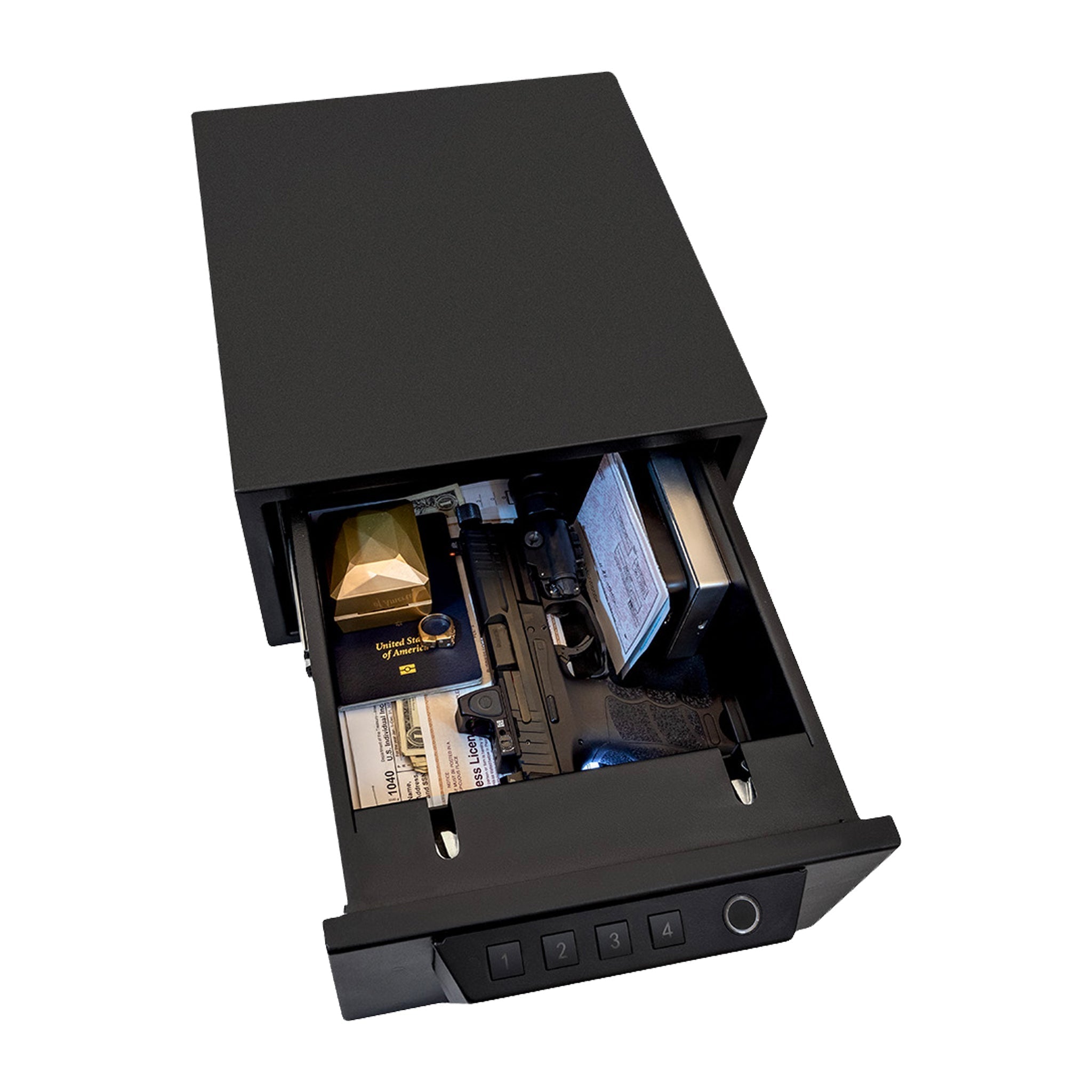 HDV-300X | Home Defense Biometric Compact Vault | 13"(D) X 12”(W) X 7”(H) - Open | Idaho Safe & Vault, Caldwell Idaho
