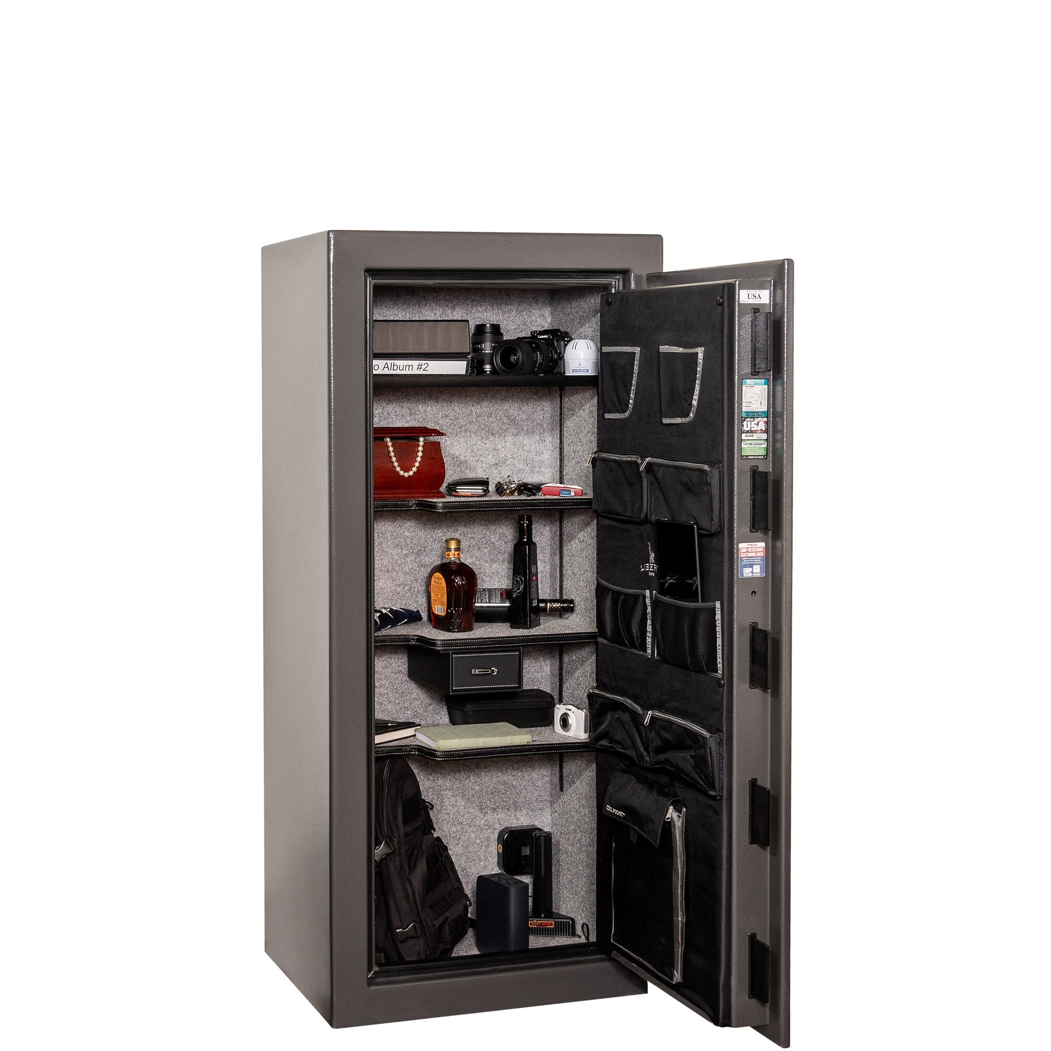 Home SE | Home Series 20 | Level 4 Security | 90 Minute Fire Protection | Dimensions: 60.5"(H) x 28"(W) x 20"(D) | Gray Marble - Open Door | Idaho Safe & Vault, Caldwell Idaho