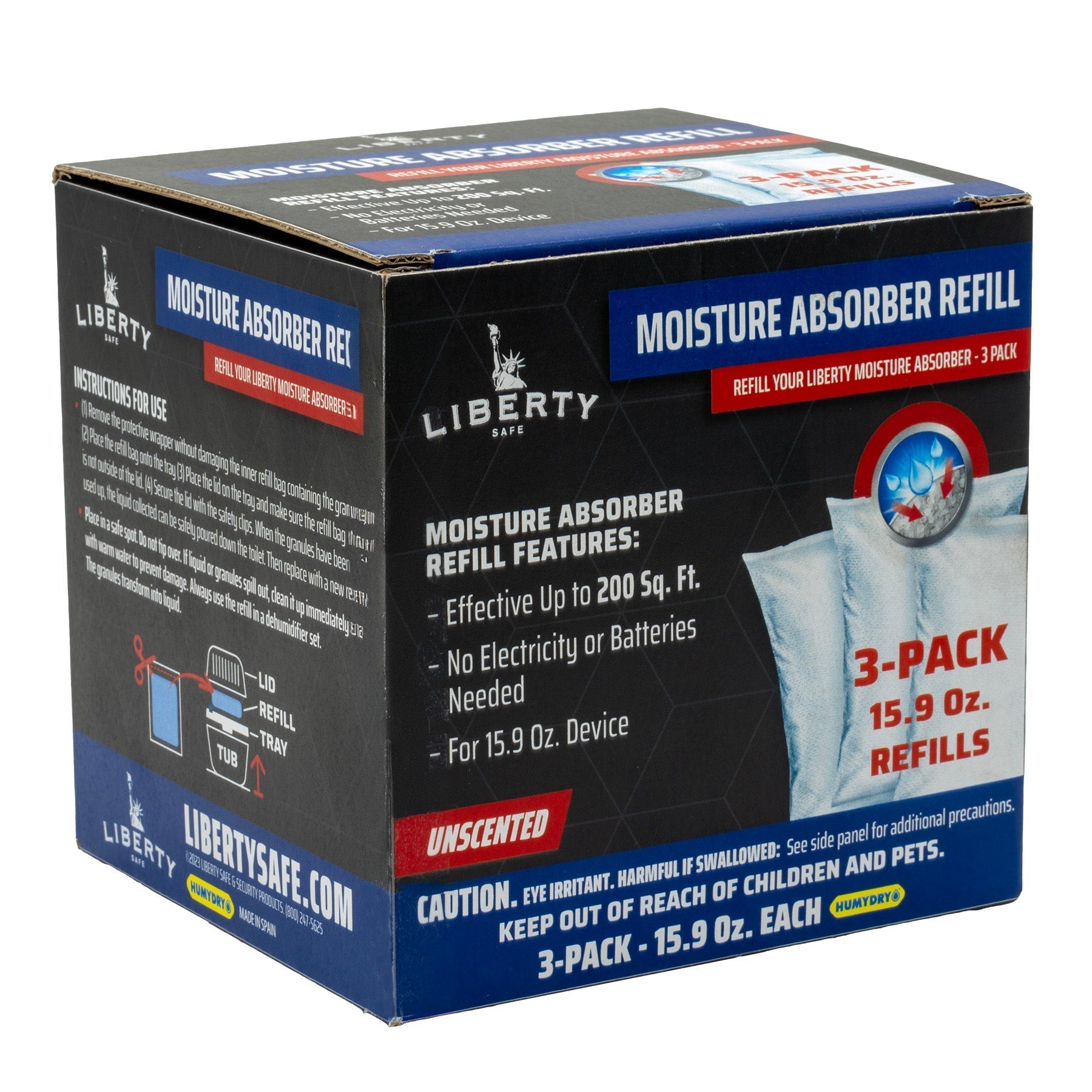 HumyDry Moisture Absorber Refill Only - 3-pack Refill for 15.9 Ounce Device | Idaho Safe & Vault, Caldwell Idaho
