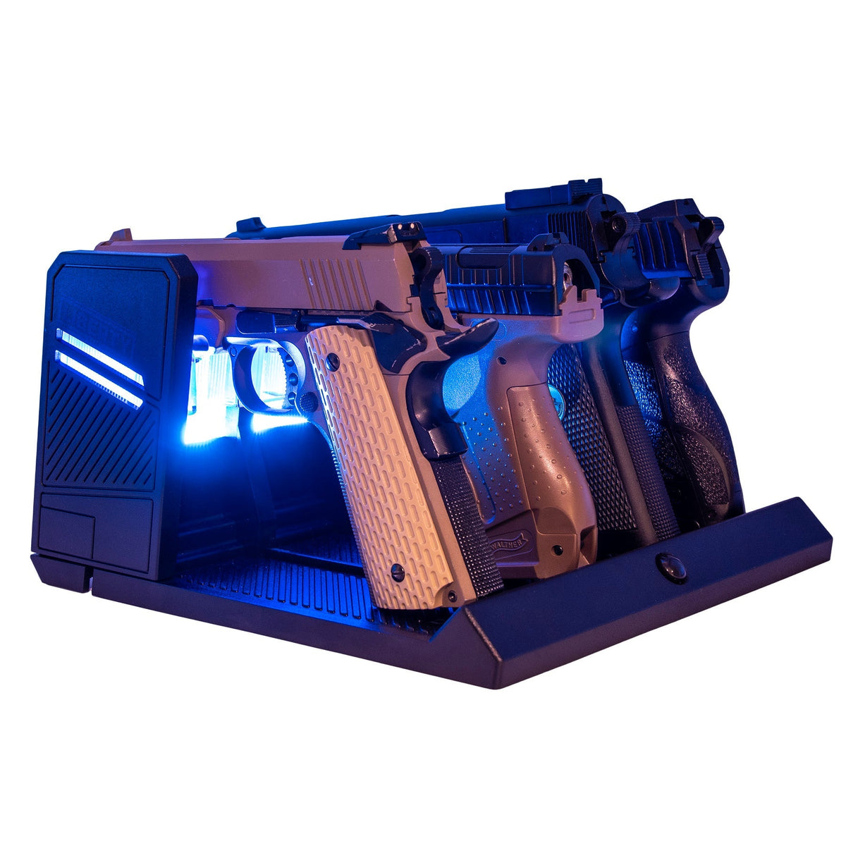Accessory - Storage - LED Pistol Rack Blue Lit Side - Loaded | Idaho Safe & Vault, Caldwell Idaho