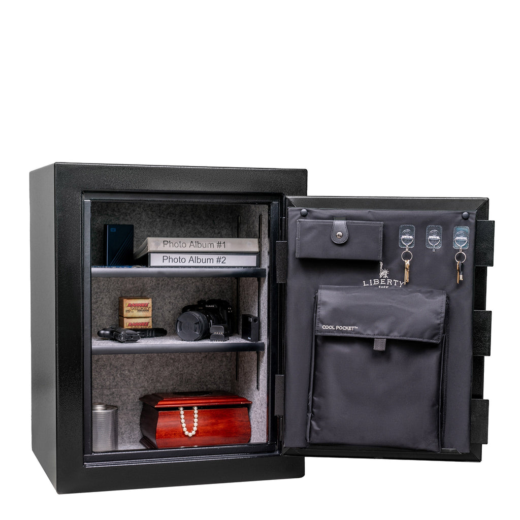 Home Series | 08 | Level 1 Security | 60 Minute Fire Protection | Dimensions: 30"(H) x 24.5"(W) x 20"(D) | Textured Black - Open Door | Idaho Safe & Vault, Caldwell Idaho