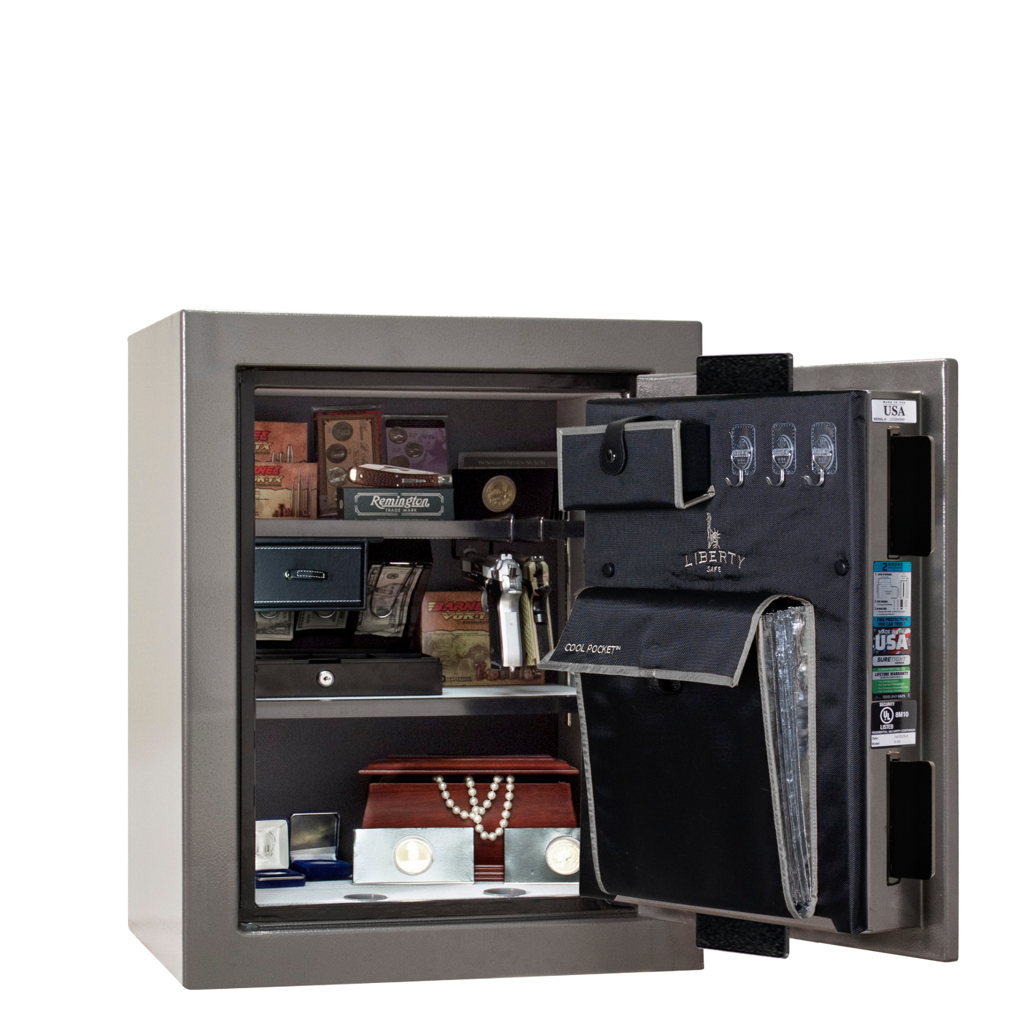 Premium Home Series | Level 7 Security | 2 Hour Fire Protection | 08 | Dimensions: 29.75"(H) x 24.5"(W) x 19"(D) | Gray Marble - Open Door | Idaho Safe & Vault, Caldwell Idaho