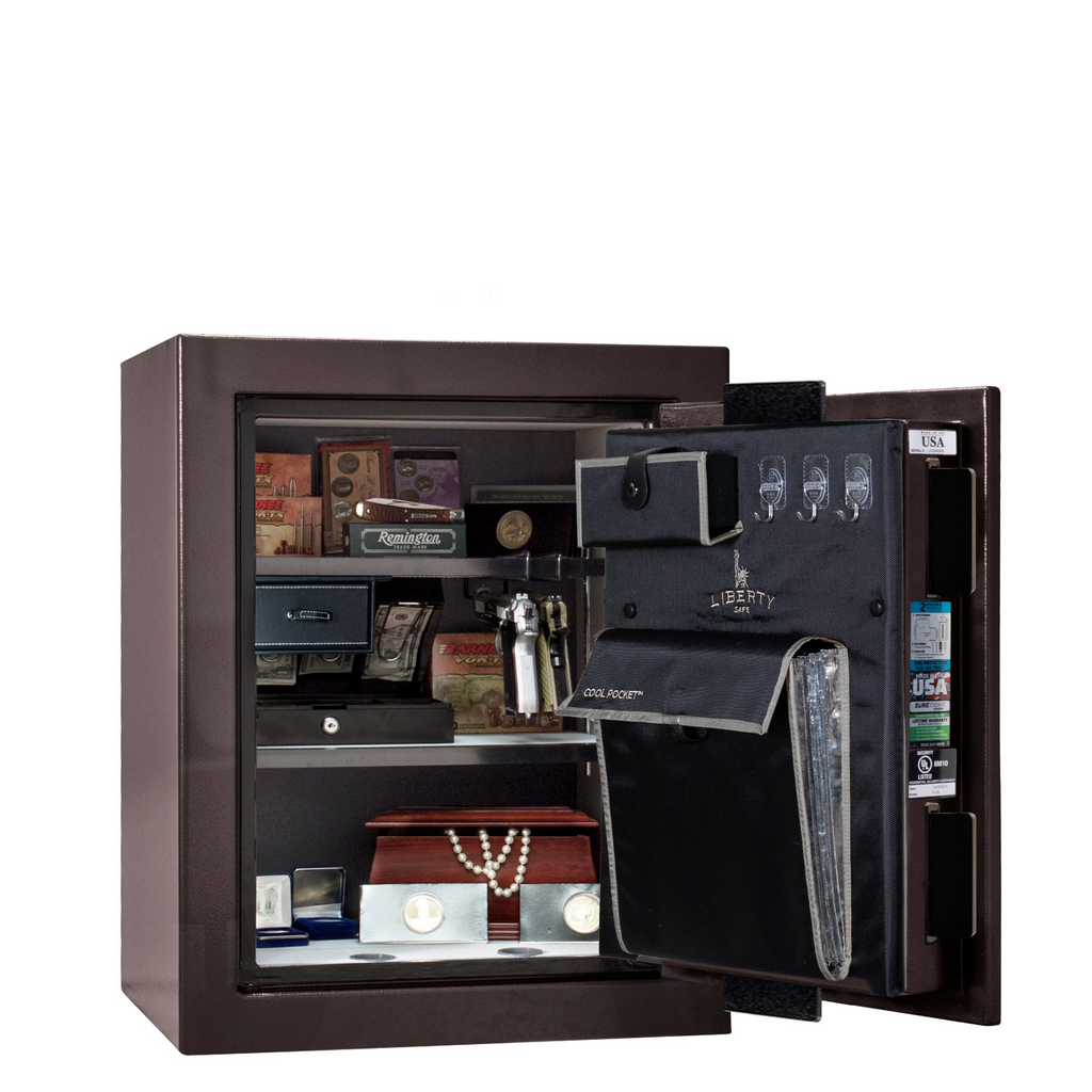 Premium Home Series | Level 7 Security | 2 Hour Fire Protection | 08 | Dimensions: 29.75"(H) x 24.5"(W) x 19"(D) | Black Cherry Gloss - Open Door | Idaho Safe & Vault, Caldwell Idaho