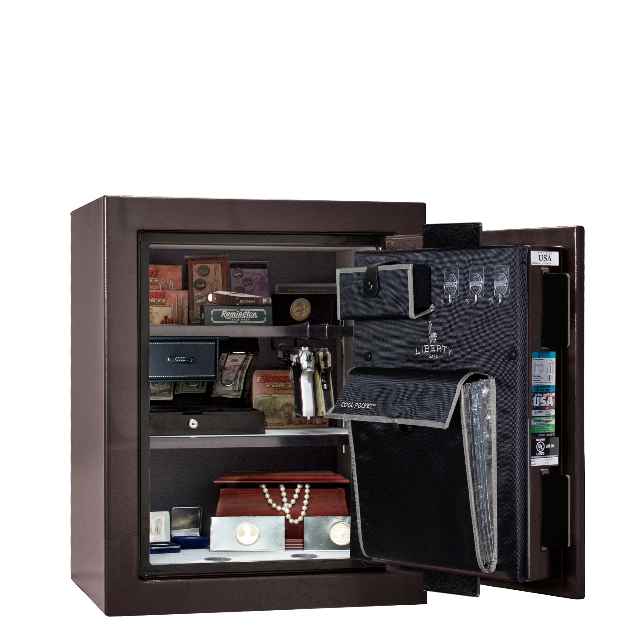 Premium Home Series | Level 7 Security | 2 Hour Fire Protection | 08 | Dimensions: 29.75"(H) x 24.5"(W) x 19"(D) | Black Cherry Gloss - Open Door | Idaho Safe & Vault, Caldwell Idaho