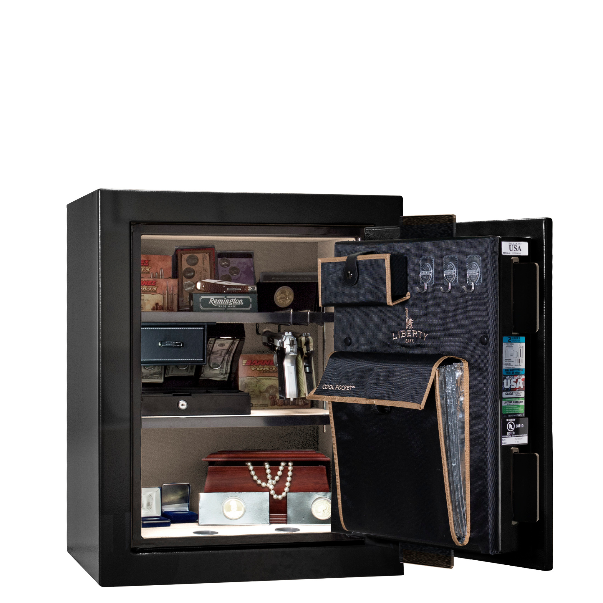Premium Home Series | Level 7 Security | 2 Hour Fire Protection | 08 | Dimensions: 29.75"(H) x 24.5"(W) x 19"(D) | Black Gloss Brass - Open Door | Idaho Safe & Vault, Caldwell Idaho