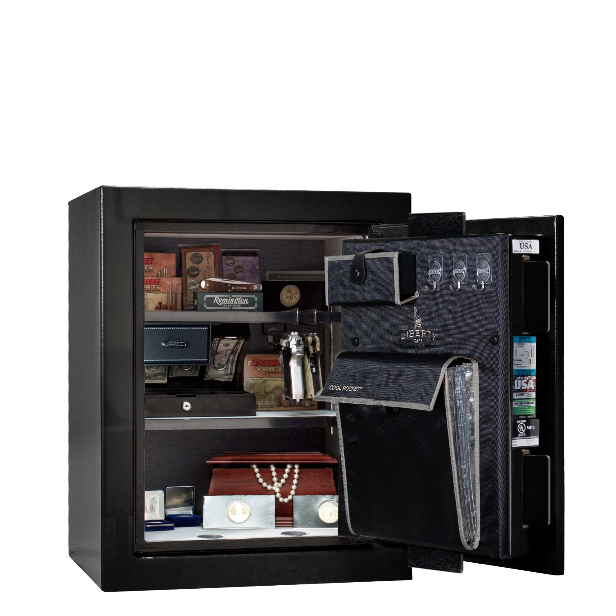 Premium Home Series | Level 7 Security | 2 Hour Fire Protection | 08 | Dimensions: 29.75"(H) x 24.5"(W) x 19"(D) | Black Gloss Chrome - Open Door | Idaho Safe & Vault, Caldwell Idaho