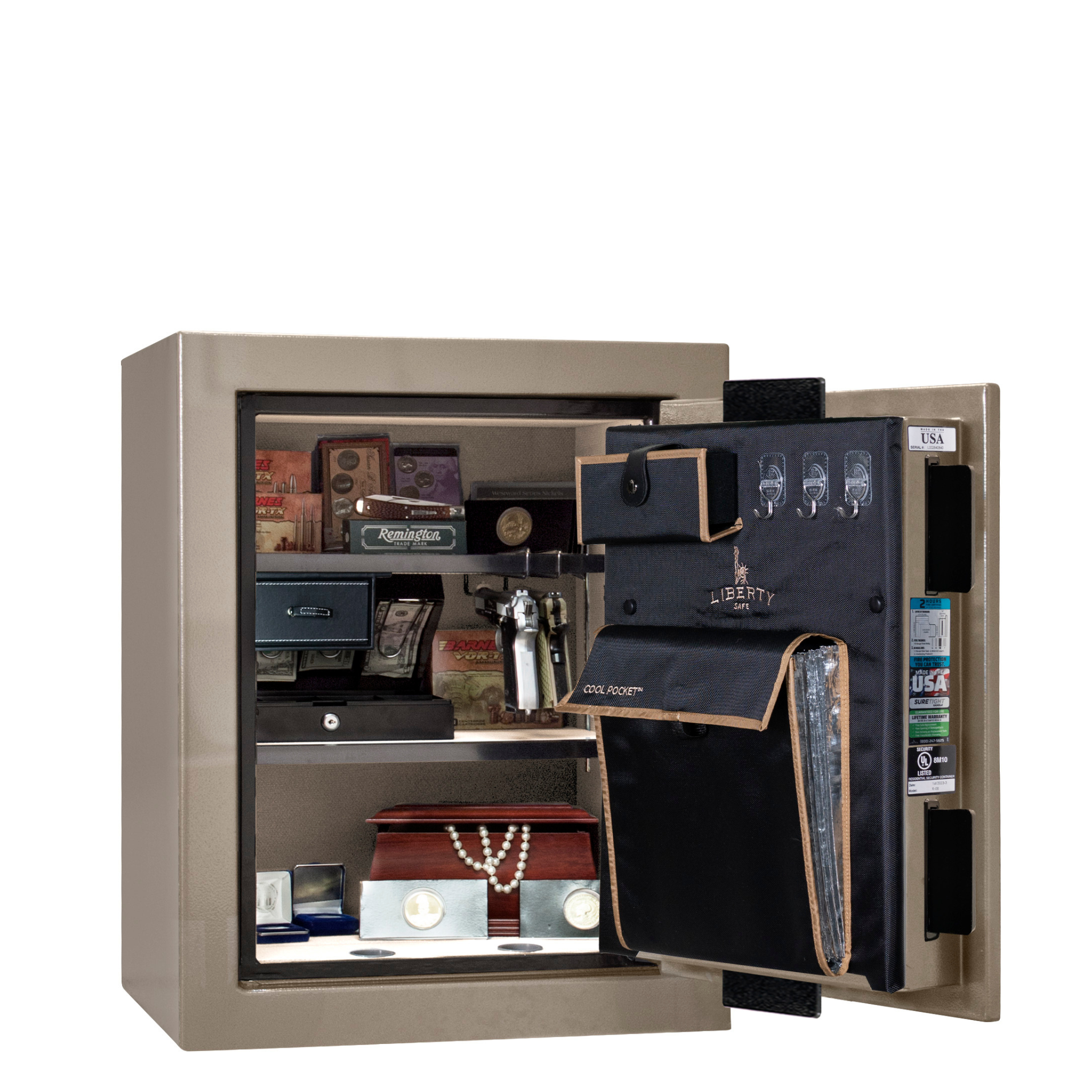 Premium Home Series | Level 7 Security | 2 Hour Fire Protection | 08 | Dimensions: 29.75"(H) x 24.5"(W) x 19"(D) | Champagne Gloss - Open Door | Idaho Safe & Vault, Caldwell Idaho