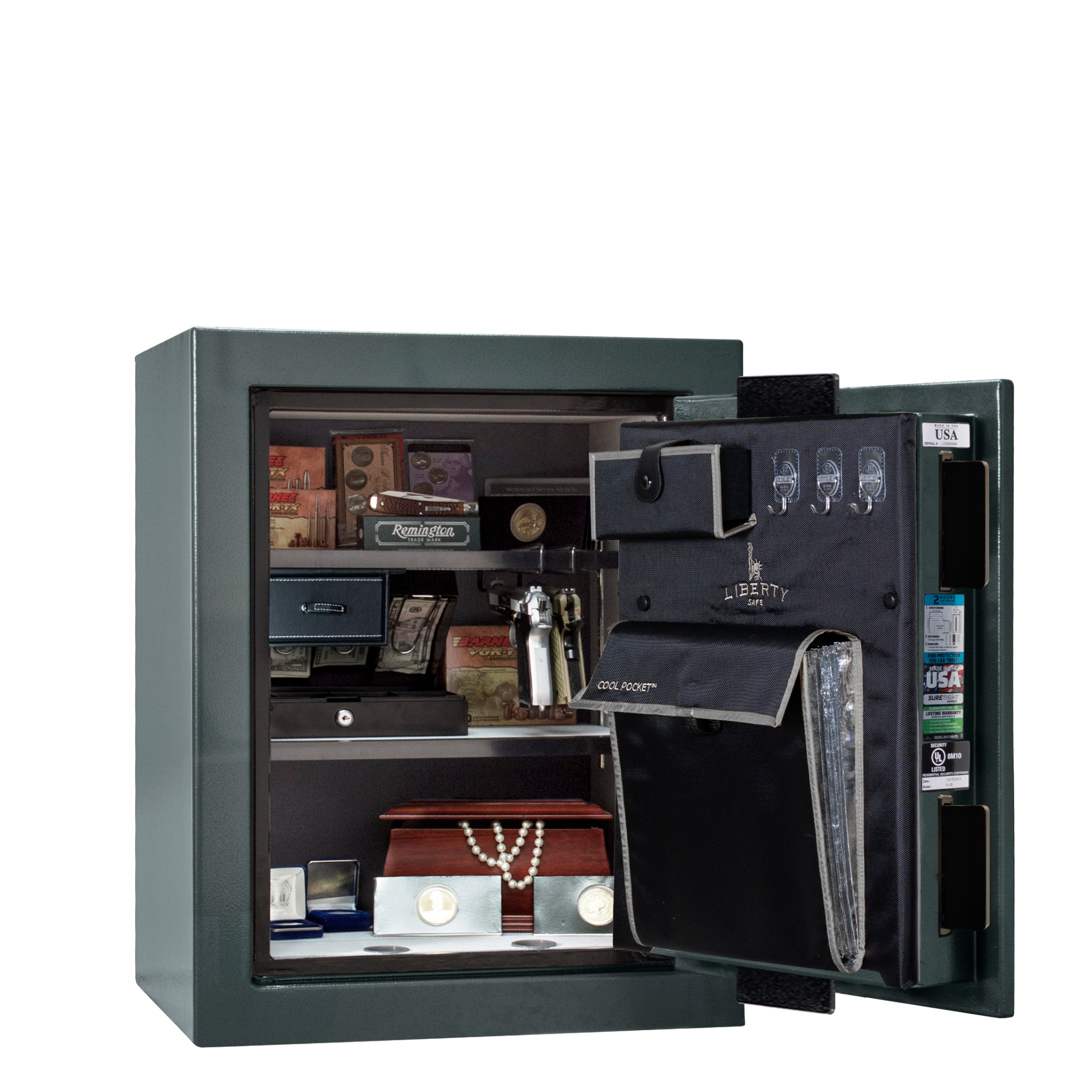 Premium Home Series | Level 7 Security | 2 Hour Fire Protection | 08 | Dimensions: 29.75"(H) x 24.5"(W) x 19"(D) | Forest Mist Gloss - Open Door | Idaho Safe & Vault, Caldwell Idaho