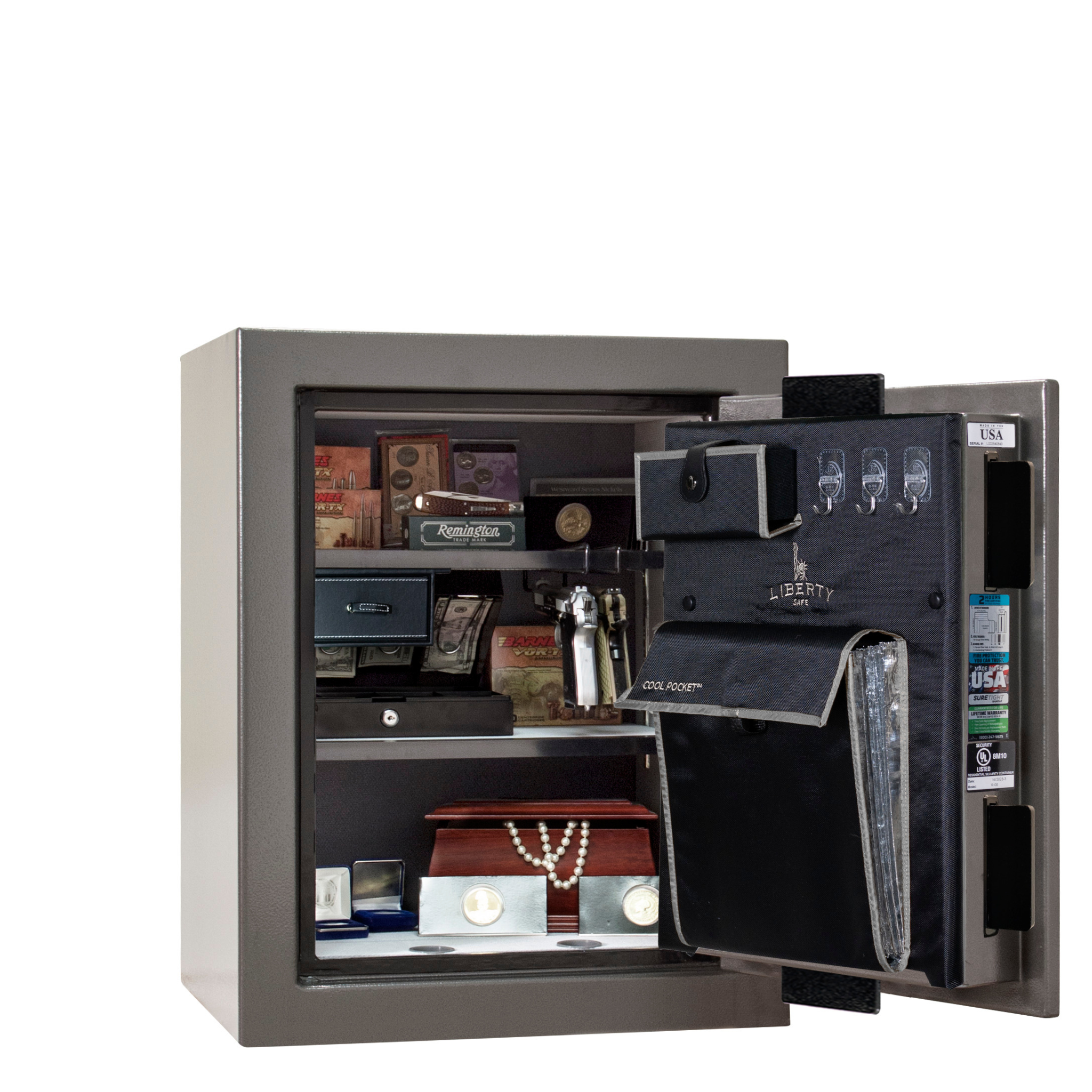 Premium Home Series | Level 7 Security | 2 Hour Fire Protection | 08 | Dimensions: 29.75"(H) x 24.5"(W) x 19"(D) | Gray Gloss - Open Door | Idaho Safe & Vault, Caldwell Idaho