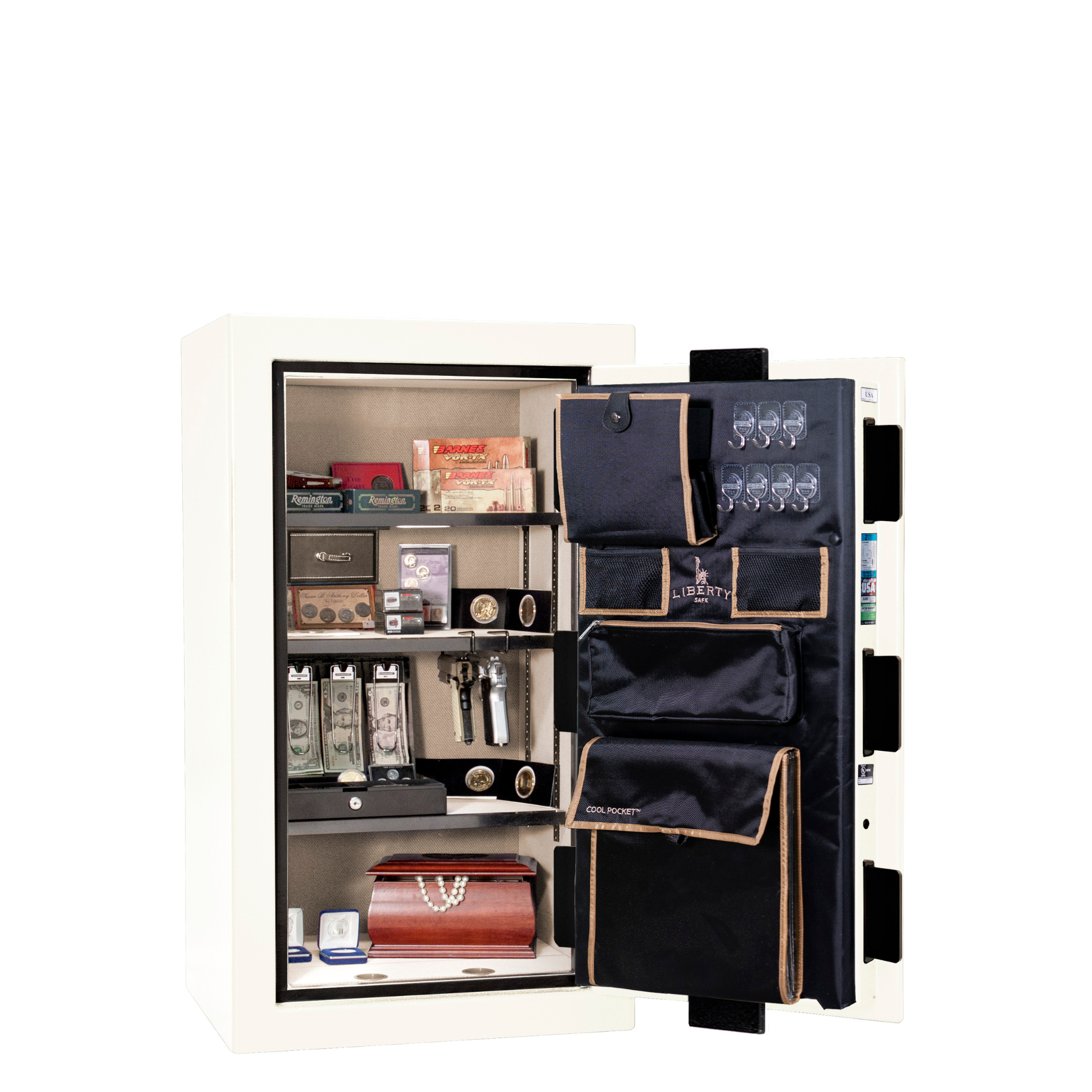 Premium Home Series | Level 7 Security | 2 Hour Fire Protection | 12 | Dimensions: 41.75"(H) x 24.5"(W) x 19"(D) | White Marble - Open Door | Idaho Safe & Vault, Caldwell Idaho