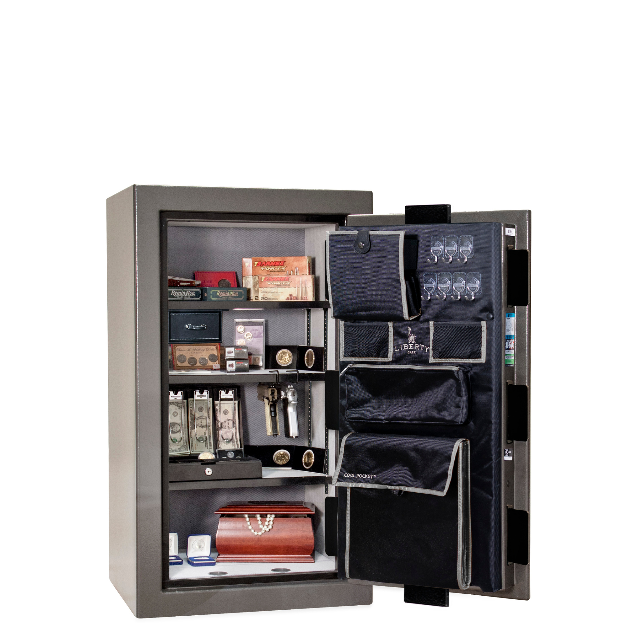 Premium Home Series | Level 7 Security | 2 Hour Fire Protection | 12 | Dimensions: 41.75"(H) x 24.5"(W) x 19"(D) | Gray Gloss - Open Door | Idaho Safe & Vault, Caldwell Idaho