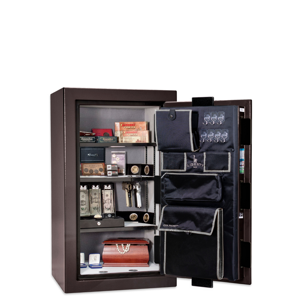 Premium Home Series | Level 7 Security | 2 Hour Fire Protection | 12 | Dimensions: 41.75"(H) x 24.5"(W) x 19"(D) | Black Cherry Gloss - Open Door | Idaho Safe & Vault, Caldwell Idaho