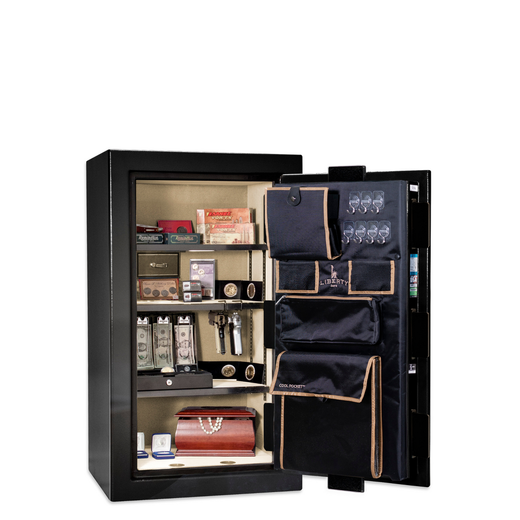 Premium Home Series | Level 7 Security | 2 Hour Fire Protection | 12 | Dimensions: 41.75"(H) x 24.5"(W) x 19"(D) | Black Gloss Brass - Open Door | Idaho Safe & Vault, Caldwell Idaho