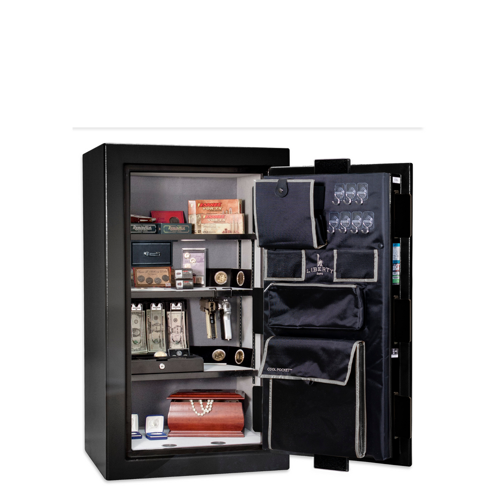 Premium Home Series | Level 7 Security | 2 Hour Fire Protection | 12 | Dimensions: 41.75"(H) x 24.5"(W) x 19"(D) | Black Gloss Chrome - Open Door | Idaho Safe & Vault, Caldwell Idaho