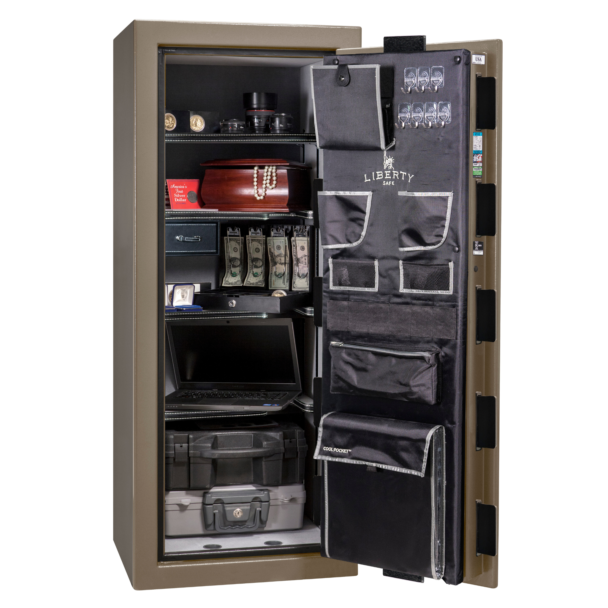 Premium Home Series | Level 7 Security | 2 Hour Fire Protection | 17 | Dimensions: 60.25"(H) x 24.5"(W) x 19"(D) | Champagne Marble - Open Door | Idaho Safe & Vault, Caldwell Idaho