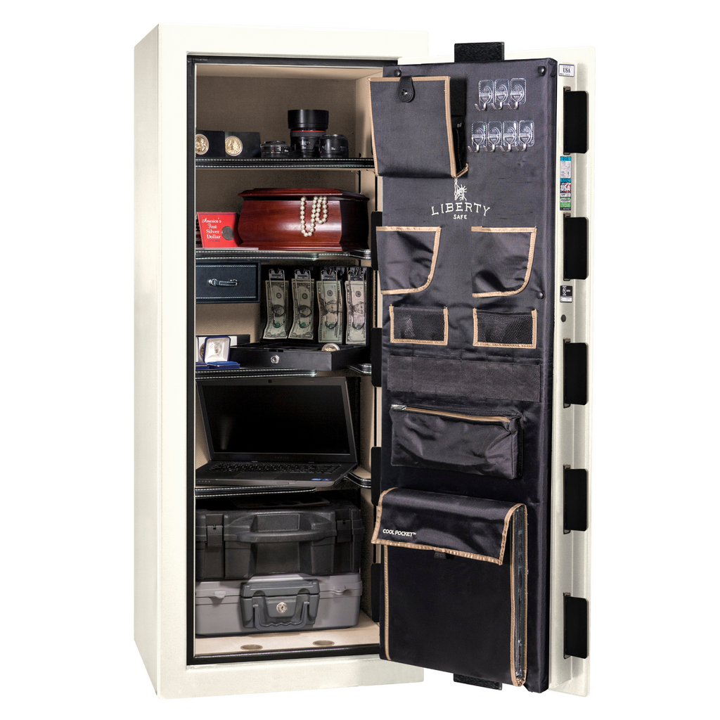 Premium Home Series | Level 7 Security | 2 Hour Fire Protection | 17 | Dimensions: 60.25"(H) x 24.5"(W) x 19"(D) | White Marble - Open Door | Idaho Safe & Vault, Caldwell Idaho
